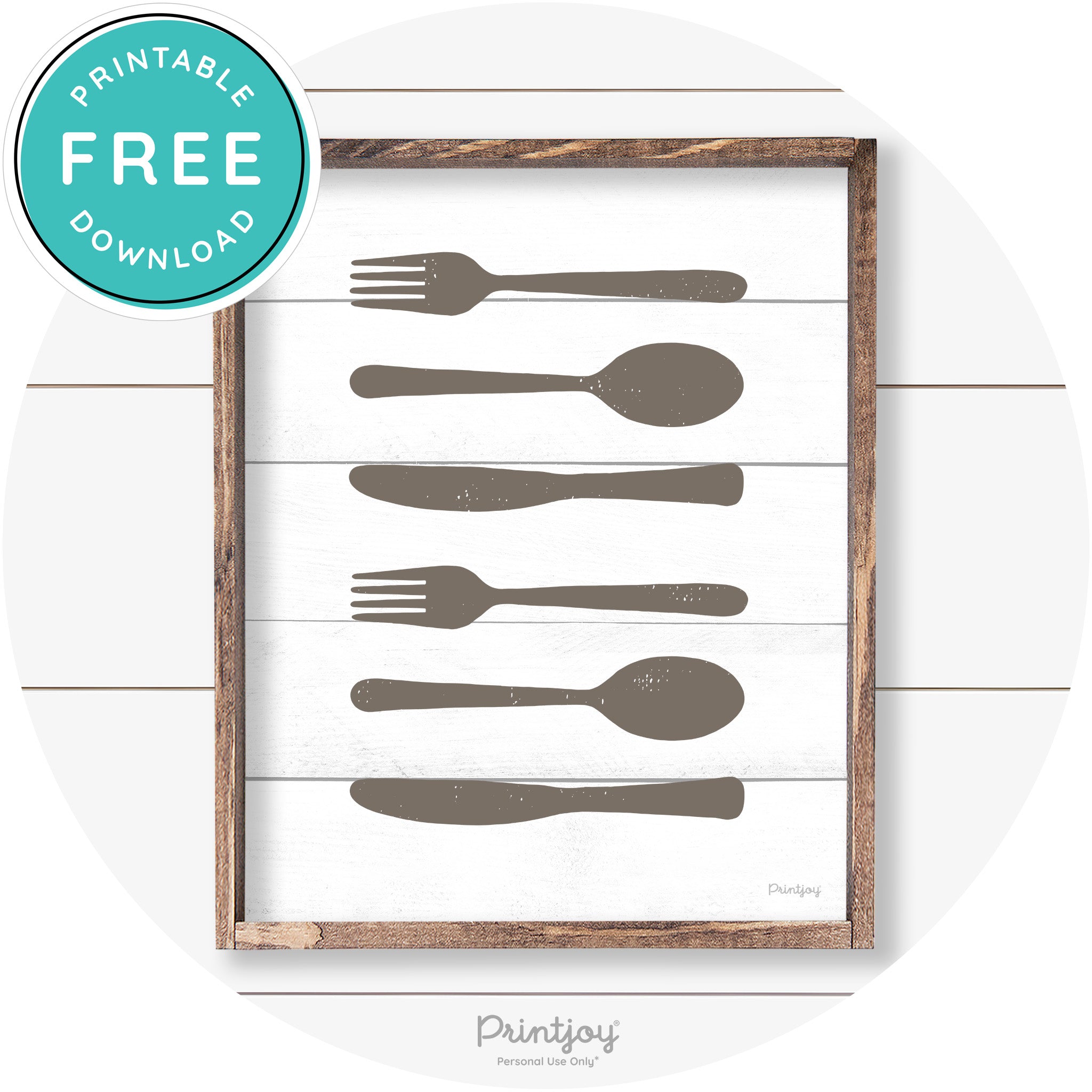 Fork Spoon Knife Pattern Farmhouse Kitchen Wall Art Free Printable