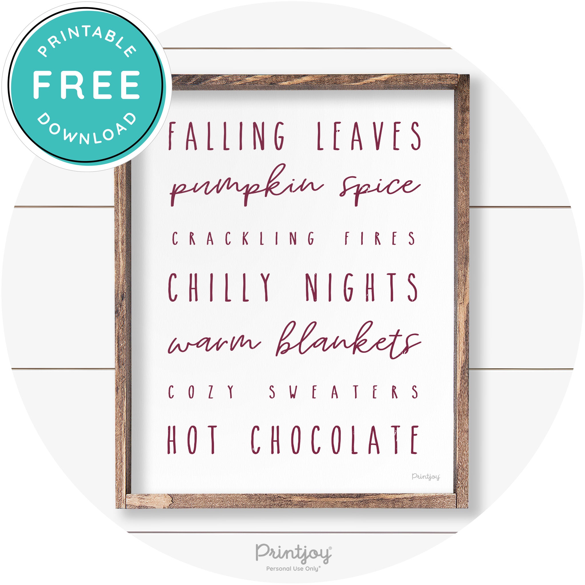 Fall Favorite Things Cute Farmhouse Autumn Wall Art Free Printable - Printjoy