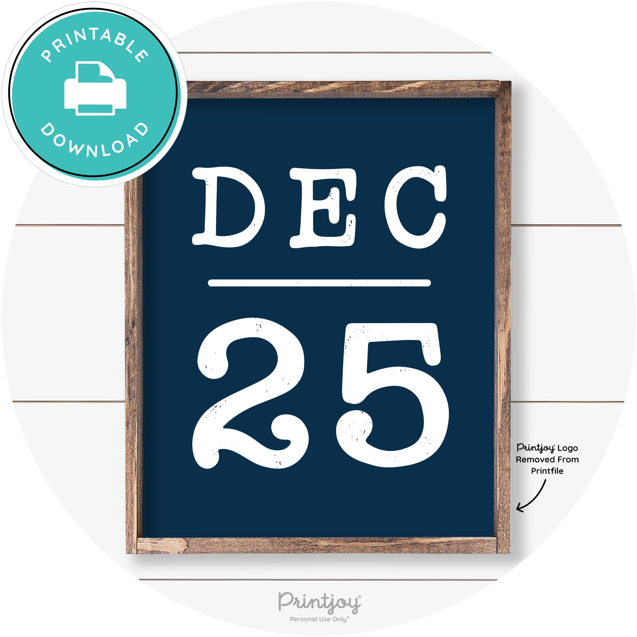 Dec 25 Christmas Rustic Farmhouse Wall Art Decor Free Printable
