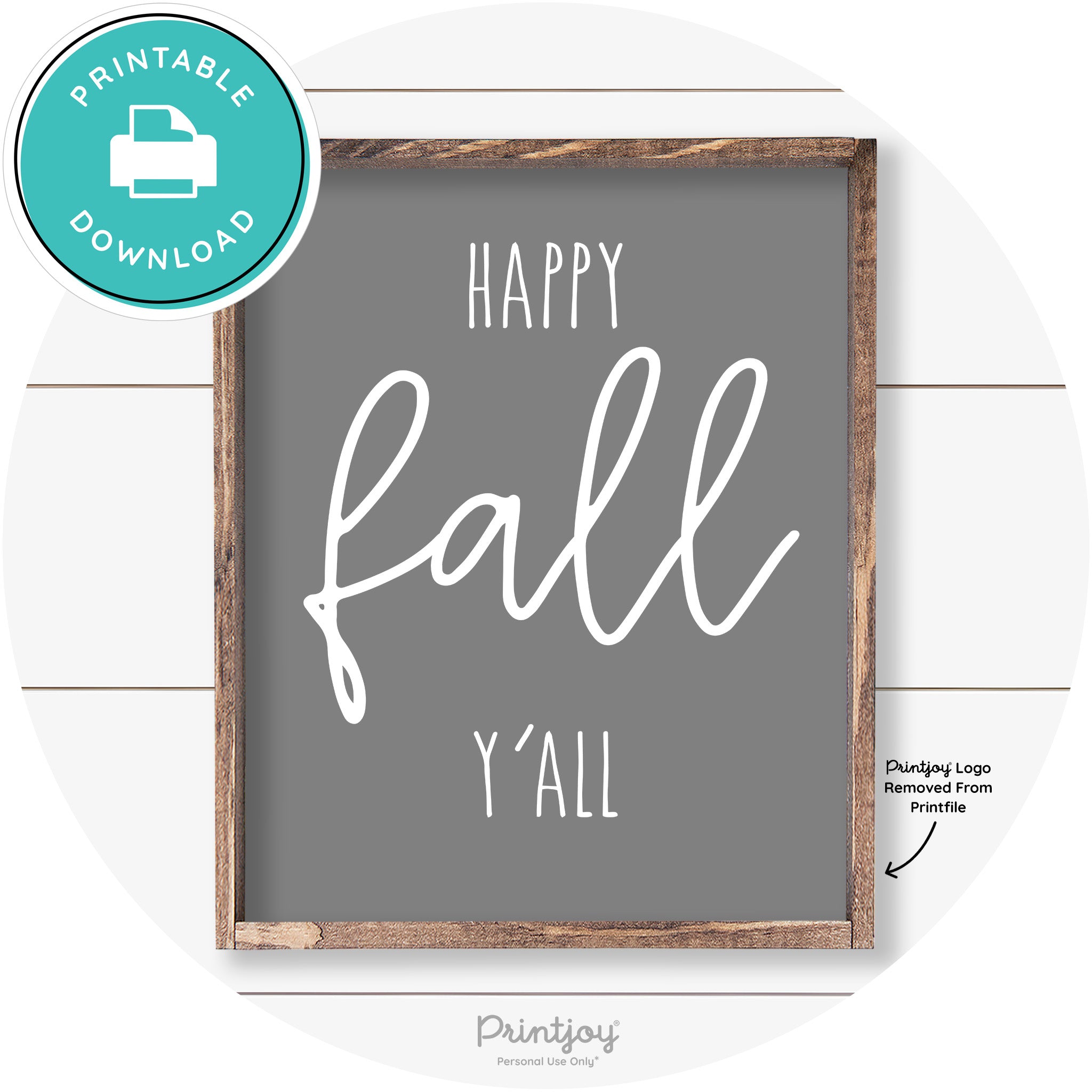 Happy Fall Y'all Cute Farmhouse Autumn Wall Art Decor Free Printable