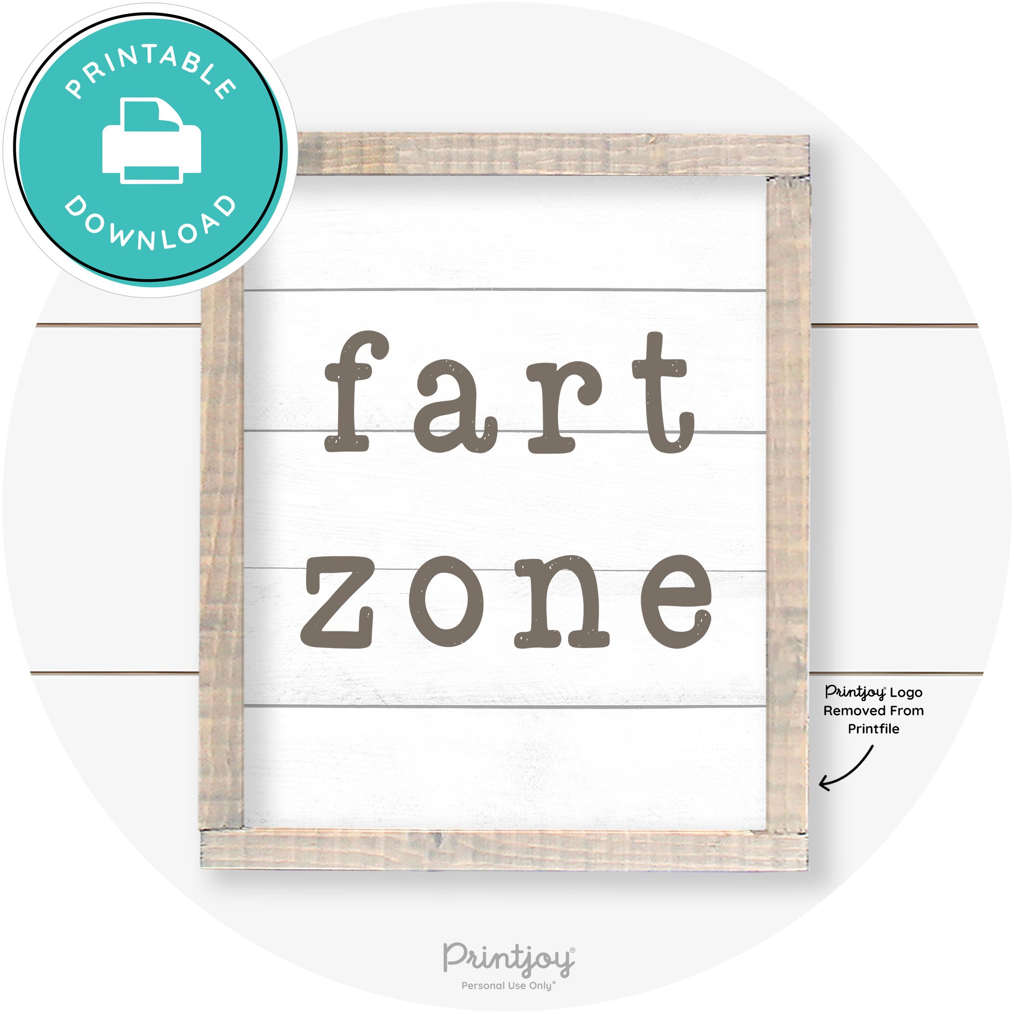 Fart Zone Funny Farmhouse Bathroom Wall Art Decor Free Printable