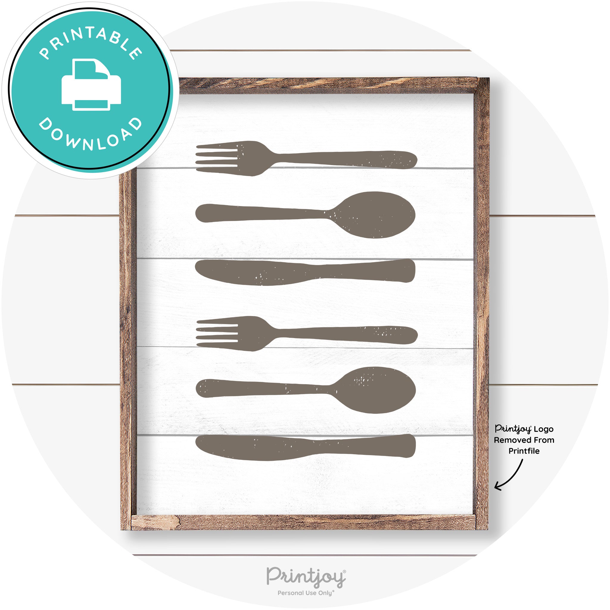 Fork Spoon Knife Pattern Farmhouse Kitchen Wall Art Free Printable