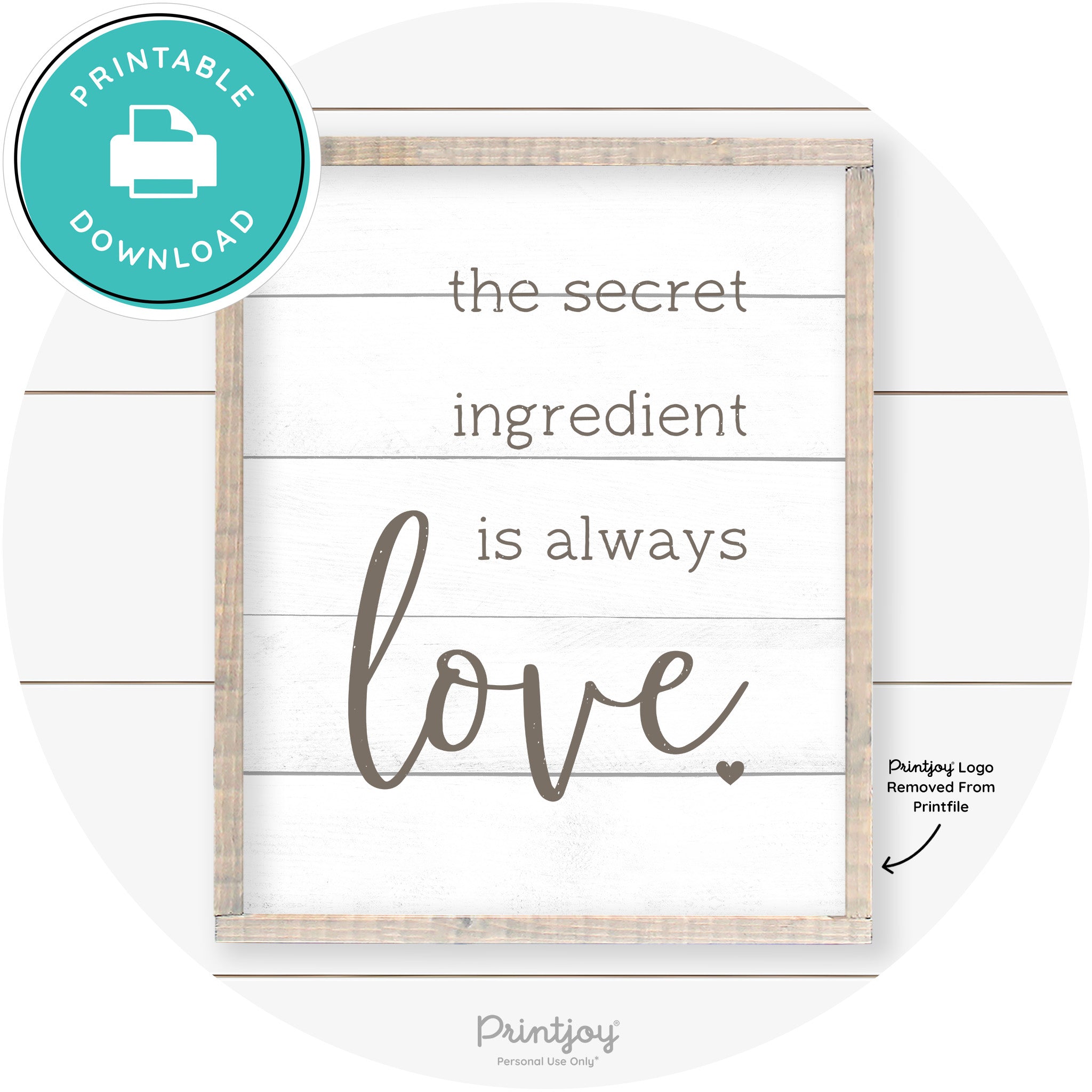 Secret Ingredient Is Love Farmhouse Kitchen Wall Art Free Printable