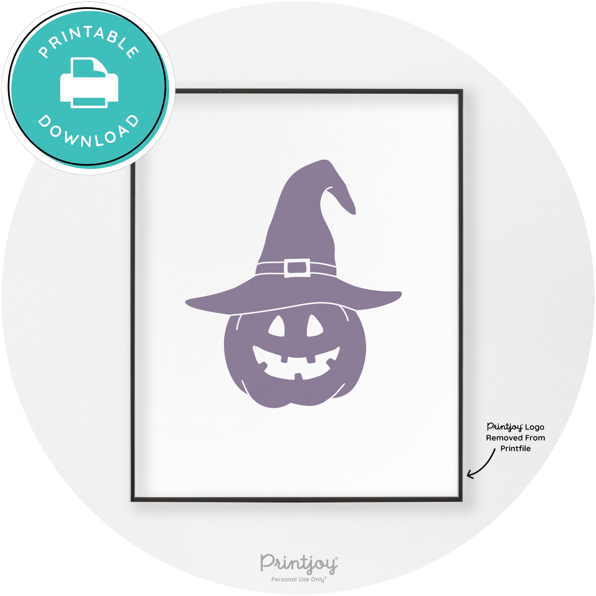 Halloween Cute Witch Jack O Lantern Chic Wall Art Printable