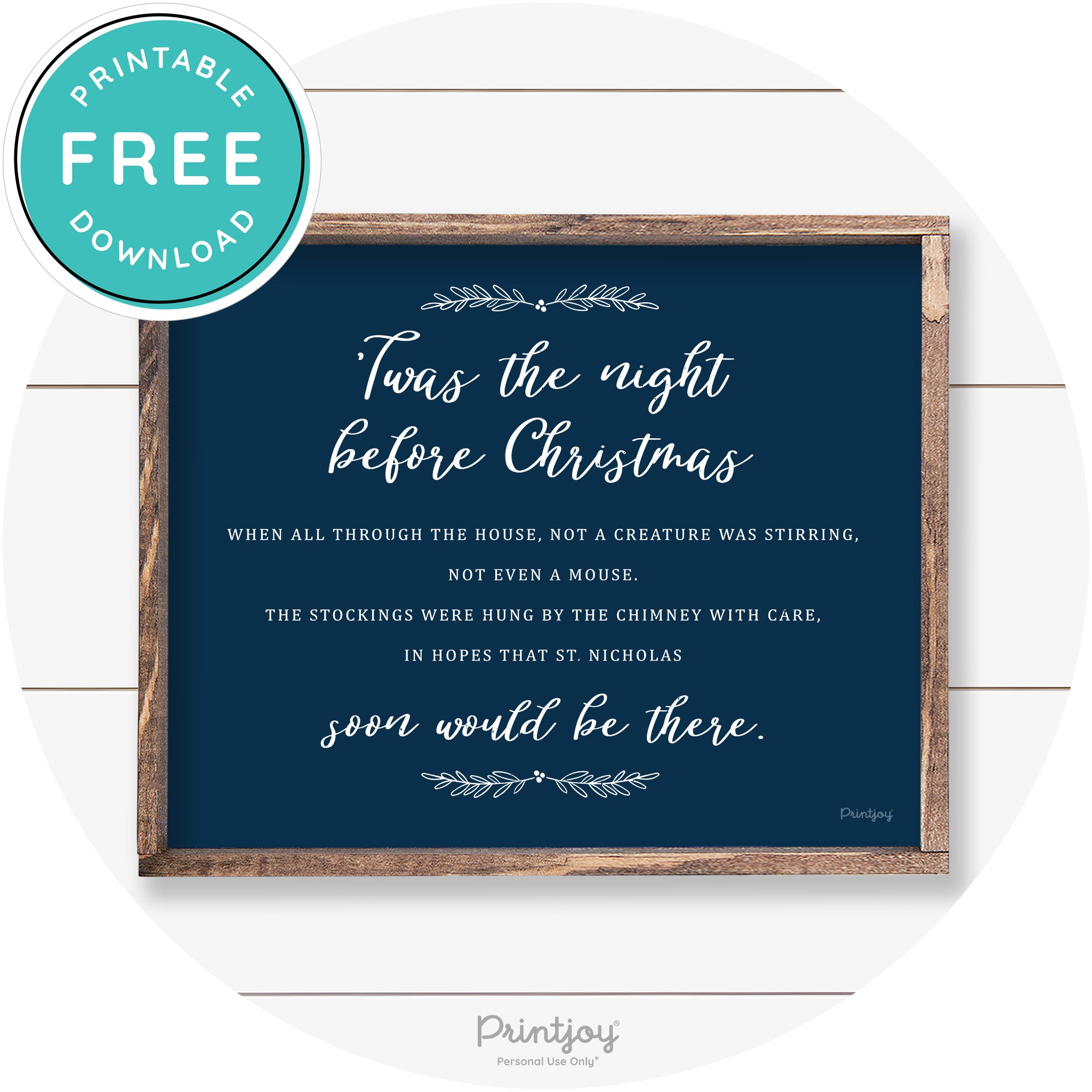 'Twas The Night Before Christmas Farmhouse Wall Art Free Printable