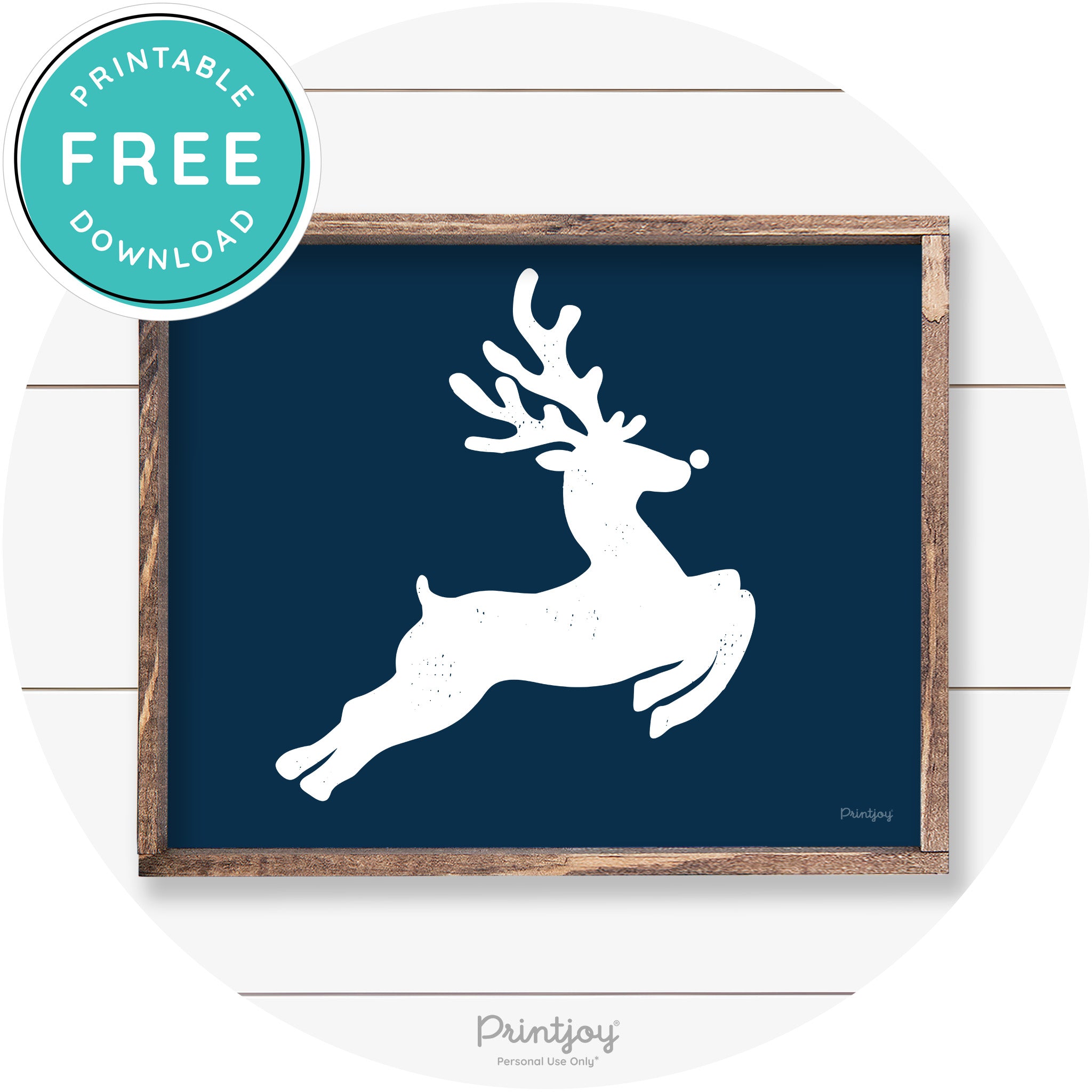 Flying Reindeer Silhouette Christmas Farmhouse Wall Art Free Printable - Printjoy