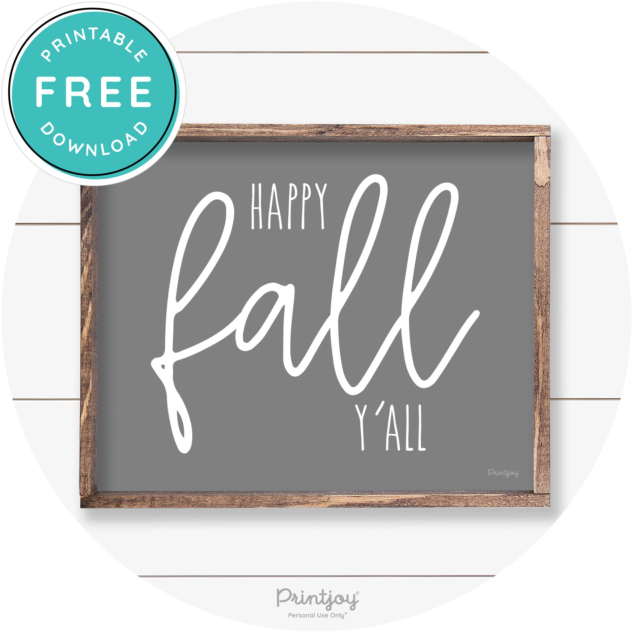 Happy Fall Y'all Cute Farmhouse Autumn Wall Art Decor Free Printable