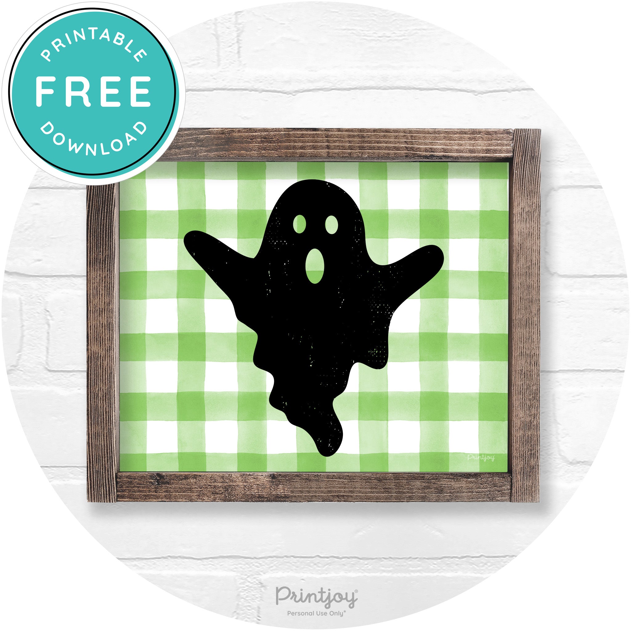 Halloween Cute Ghost Rustic Farmhouse Wall Art Free Printable - Printjoy