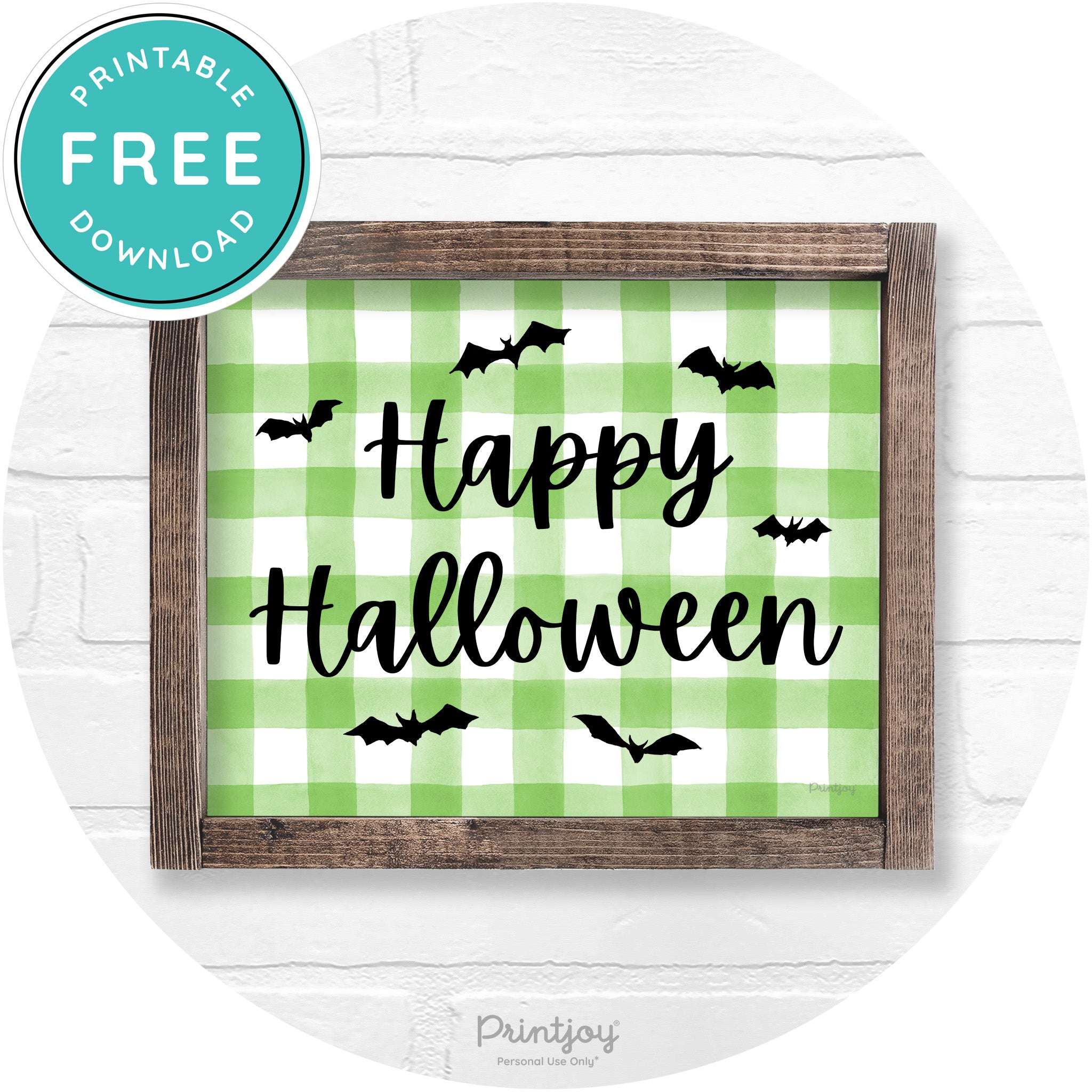 Happy Halloween Bats Rustic Farmhouse Wall Art Printable
