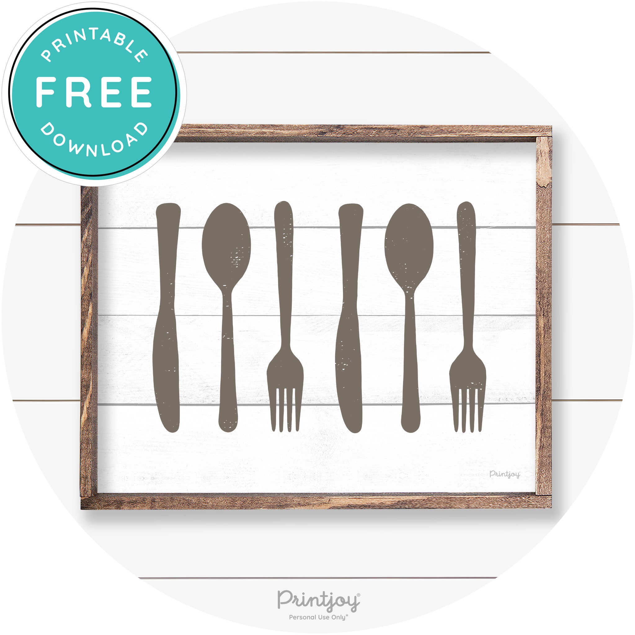Fork Spoon Knife Pattern Farmhouse Kitchen Wall Art Free Printable