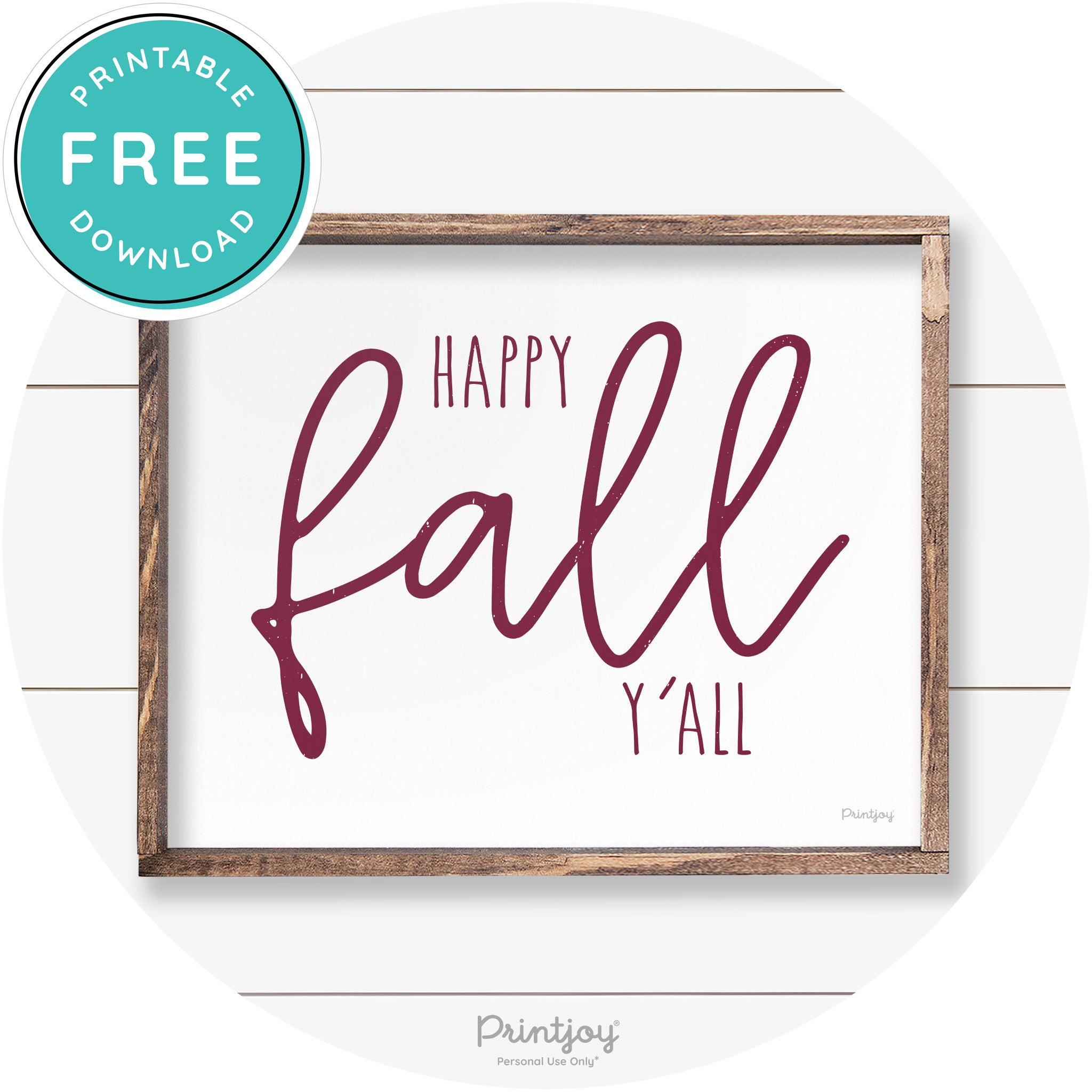 Happy Fall Y'all Cute Farmhouse Autumn Wall Art Decor Free Printable - Printjoy