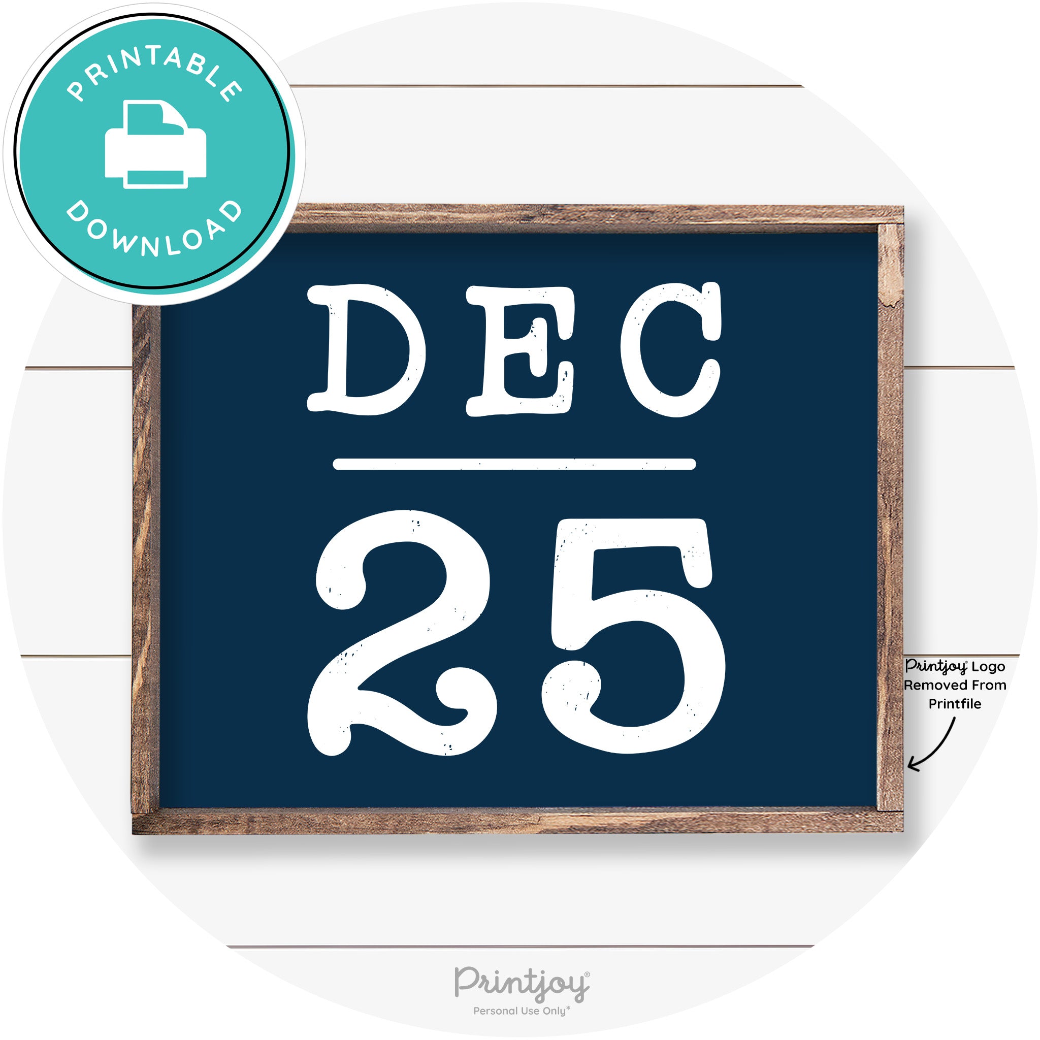 Dec 25 Christmas Rustic Farmhouse Wall Art Decor Free Printable