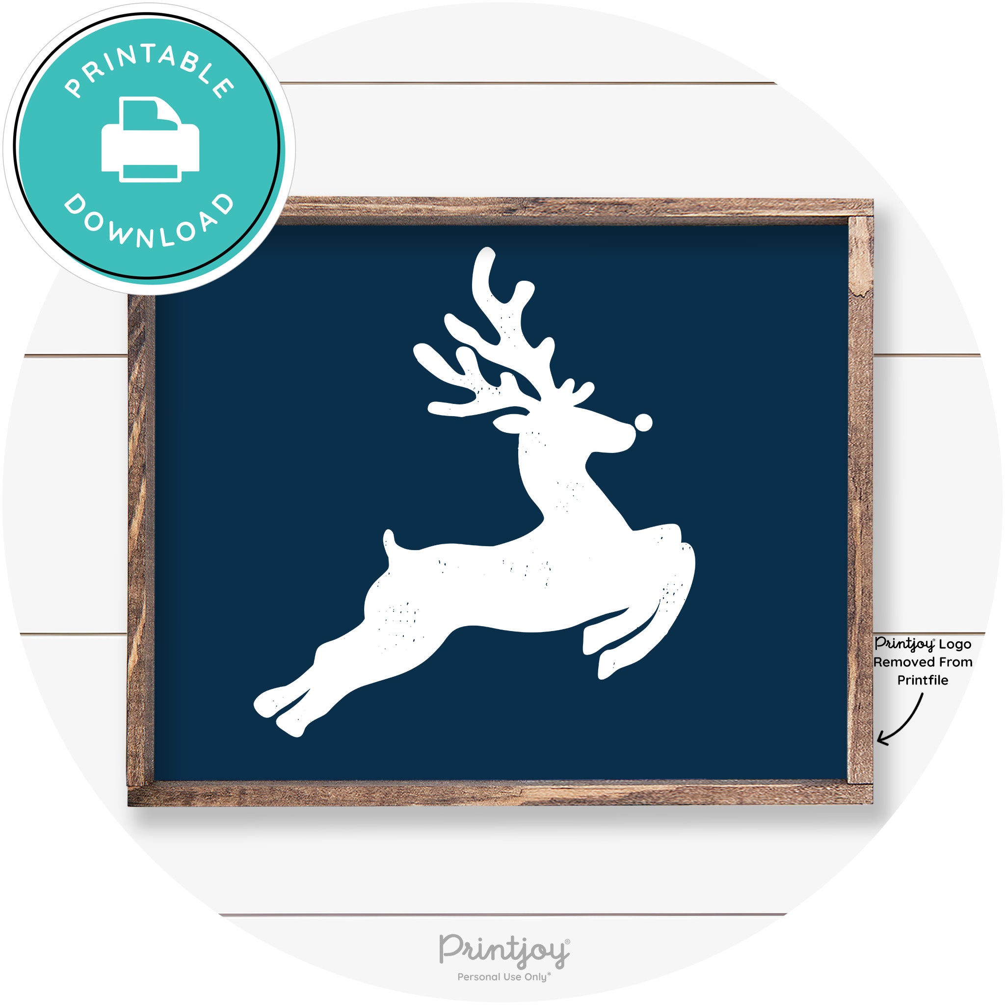 Flying Reindeer Silhouette Christmas Farmhouse Wall Art Free Printable - Printjoy