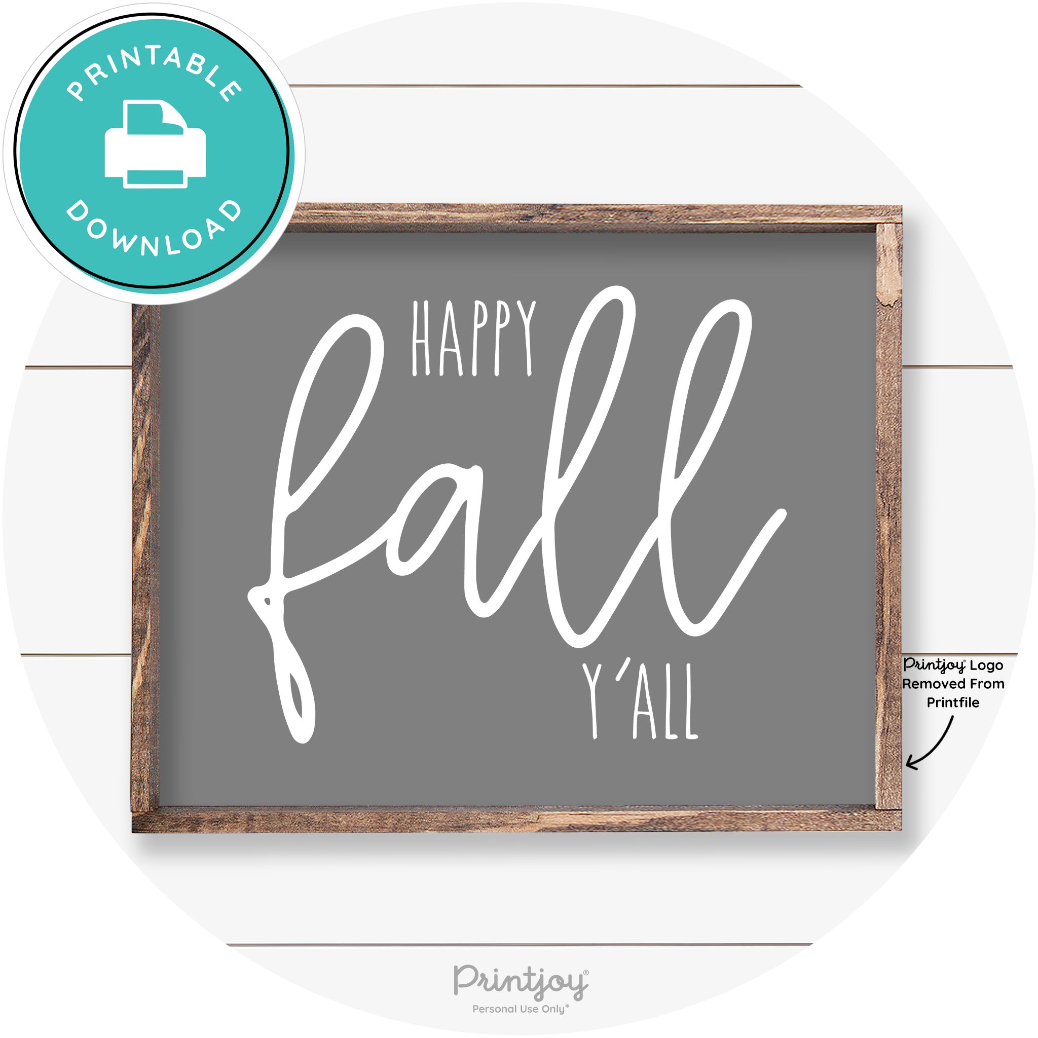 Happy Fall Y'all Cute Farmhouse Autumn Wall Art Decor Free Printable