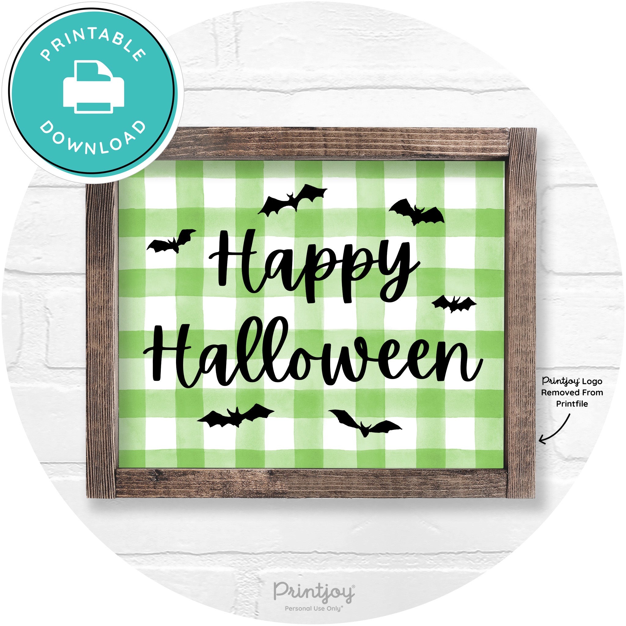 Happy Halloween Bats Rustic Farmhouse Wall Art Printable
