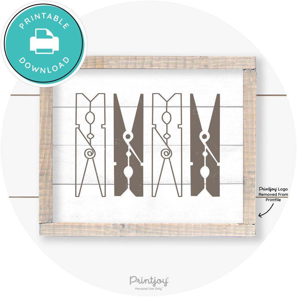 Clothespins Cute Laundry Room Farmhouse Wall Art Free Printable