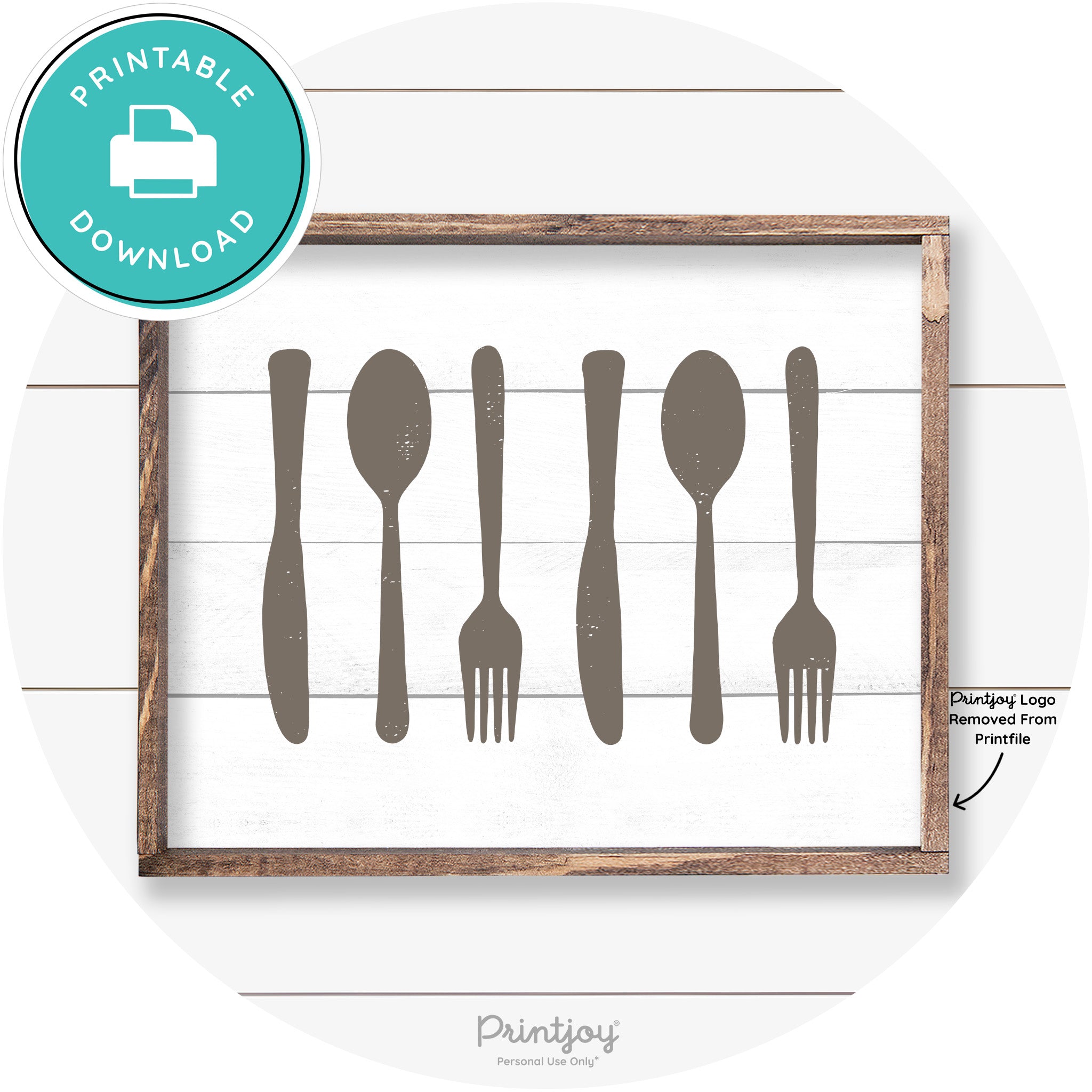 Fork Spoon Knife Pattern Farmhouse Kitchen Wall Art Free Printable