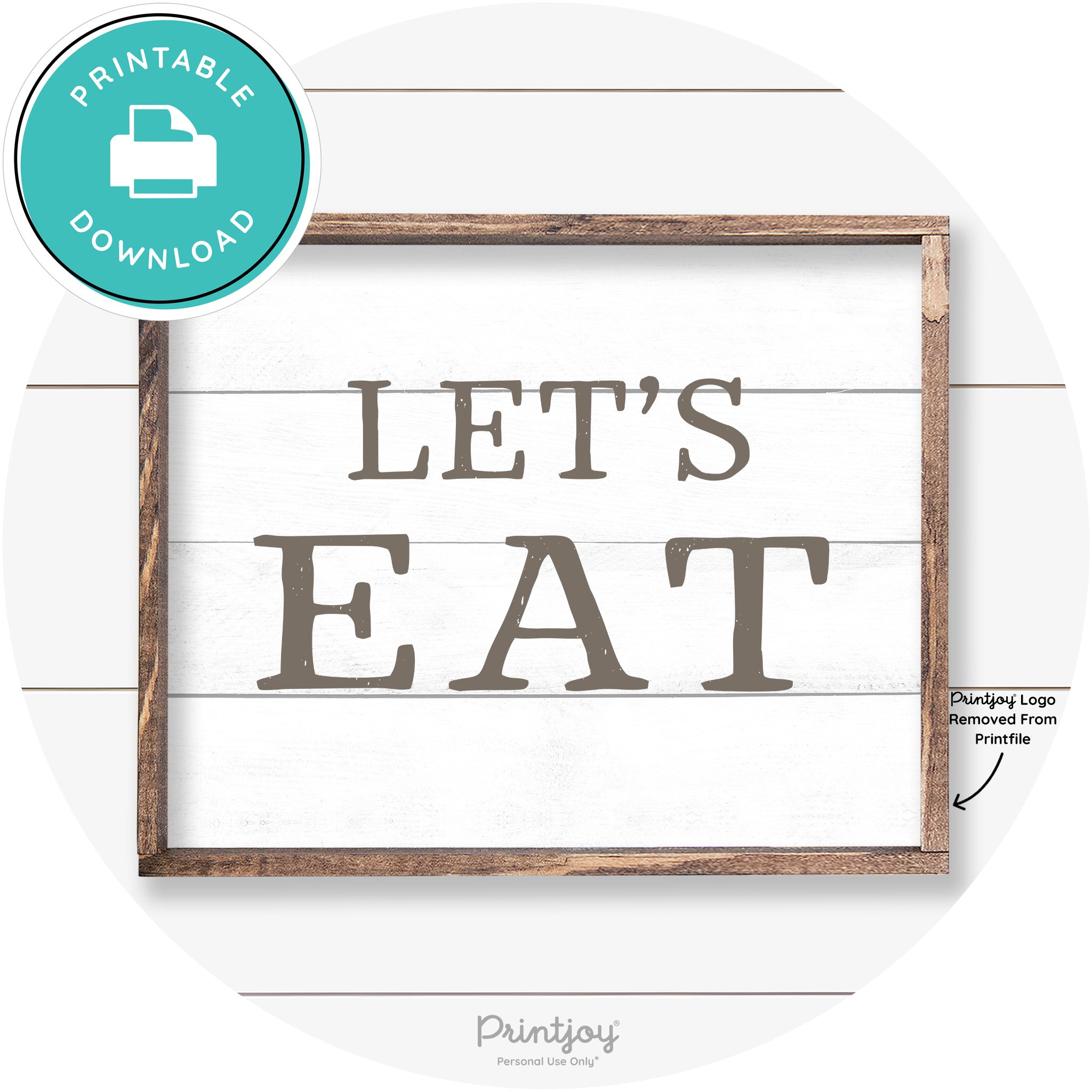 Let's Eat Kitchen Sign Rustic Farmhouse Wall Art Decor Free Printable