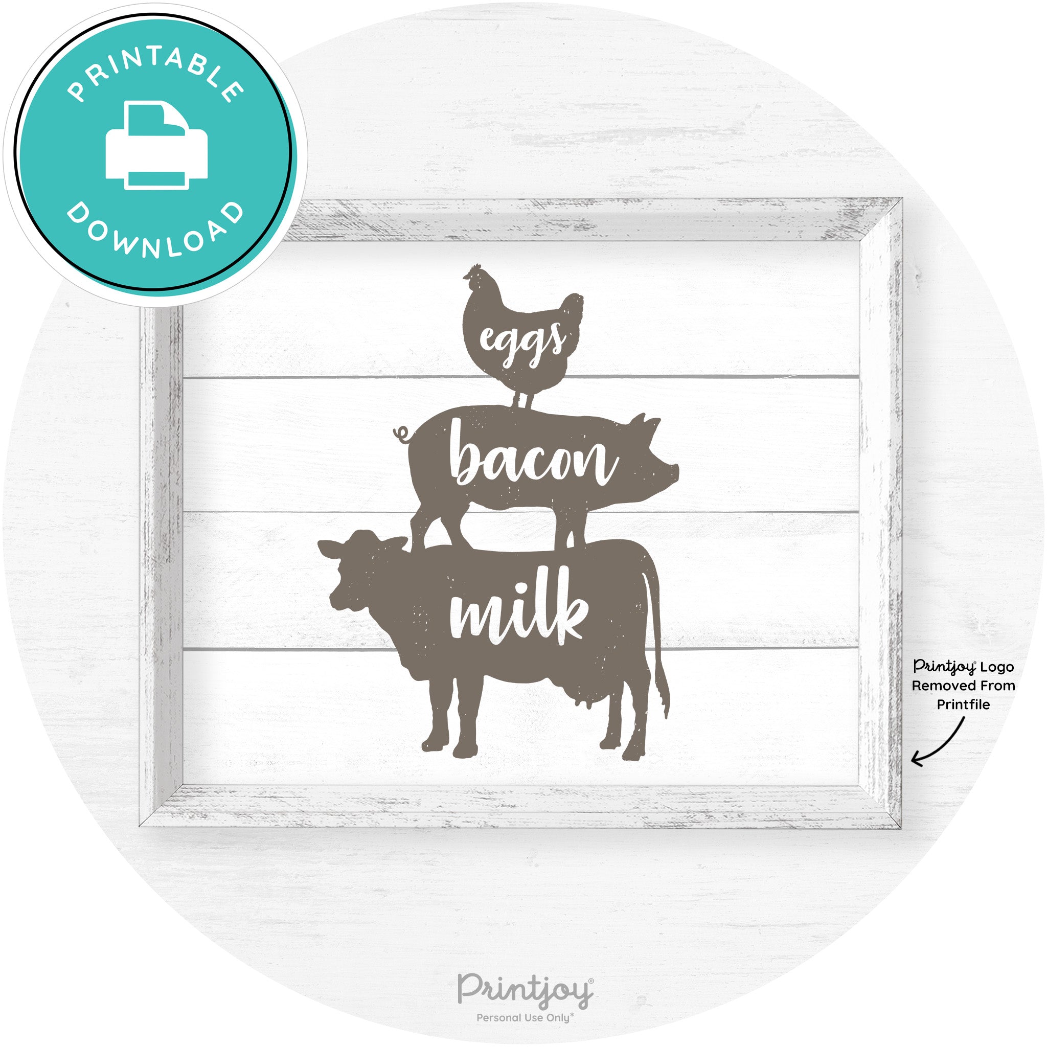 Stacked Farm Animals Eggs Bacon Milk Farmhouse Art Free Printable