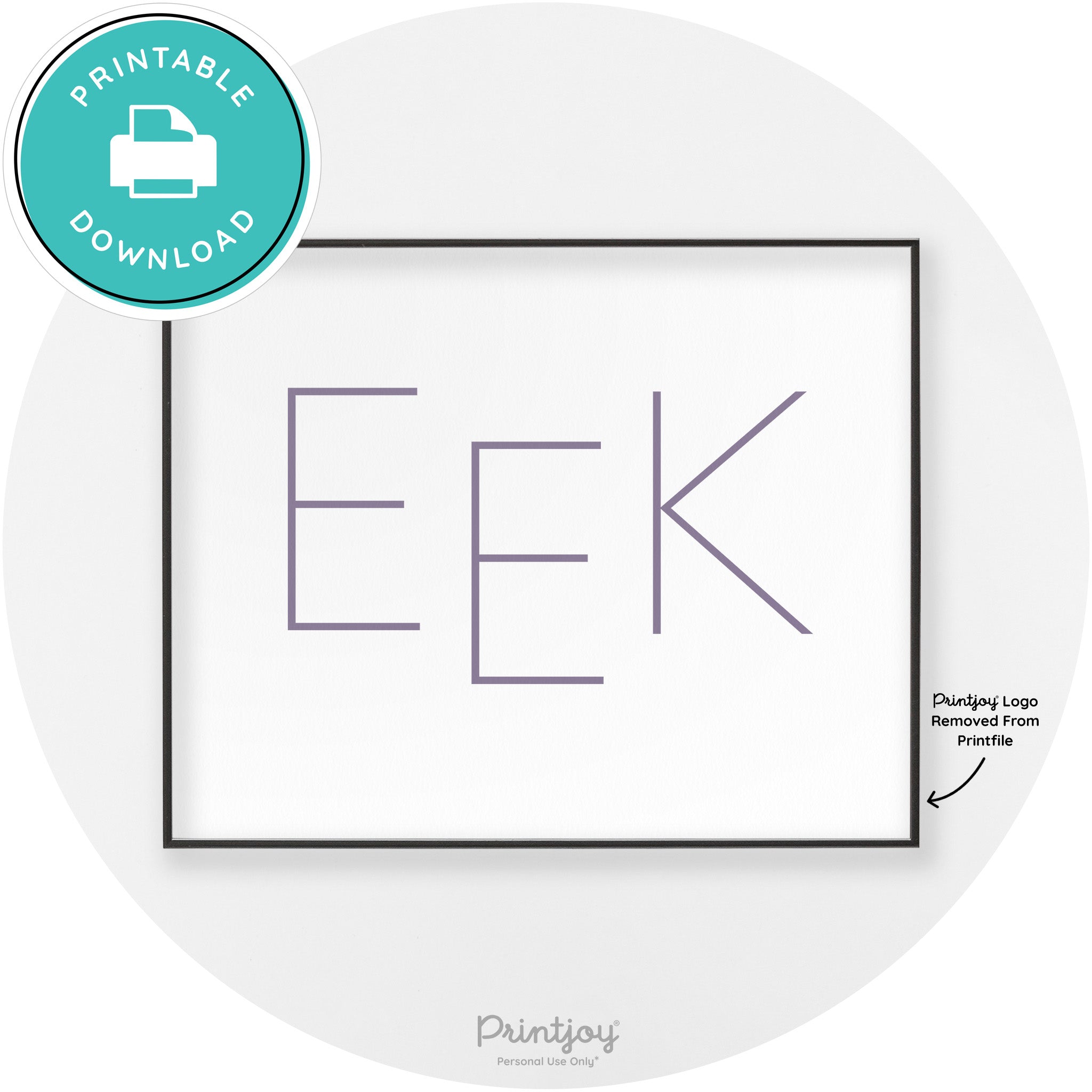 Eek Halloween Modern Chic Lettering Wall Art Decor Free Printable