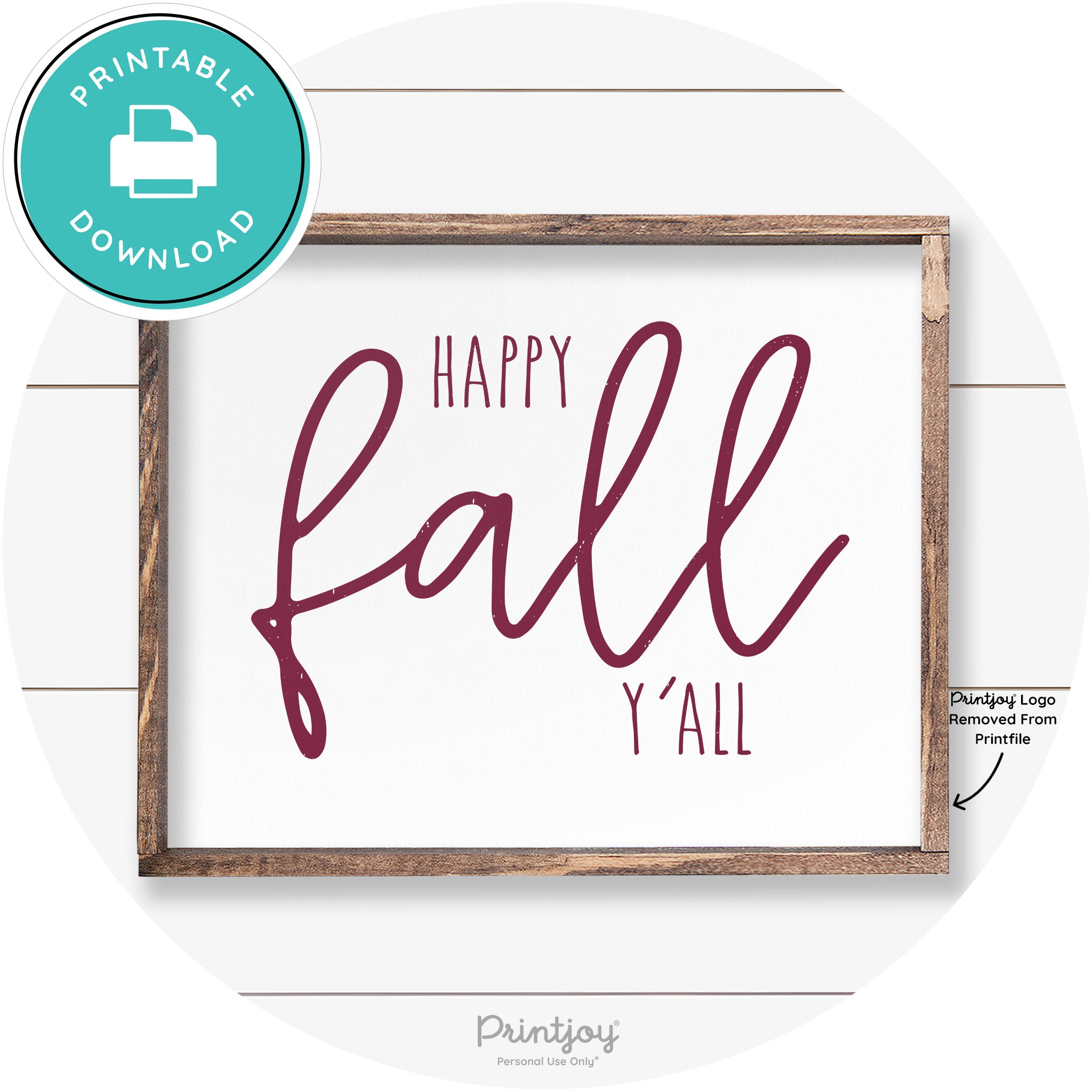 Happy Fall Y'all Cute Farmhouse Autumn Wall Art Decor Free Printable - Printjoy