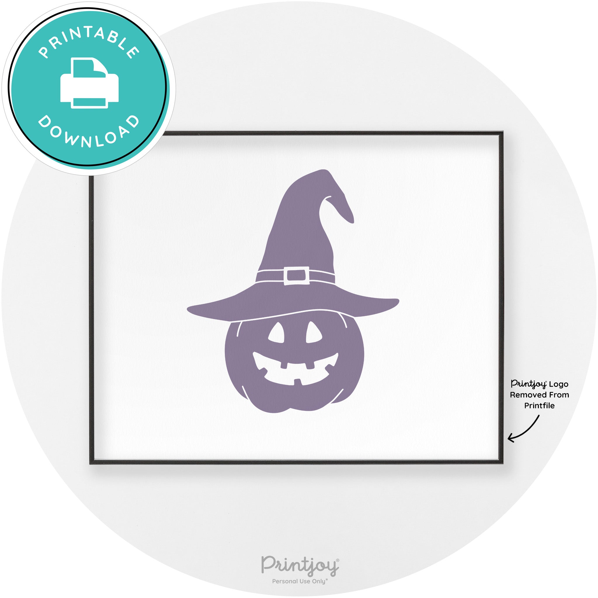 Halloween Cute Witch Jack O Lantern Chic Wall Art Printable