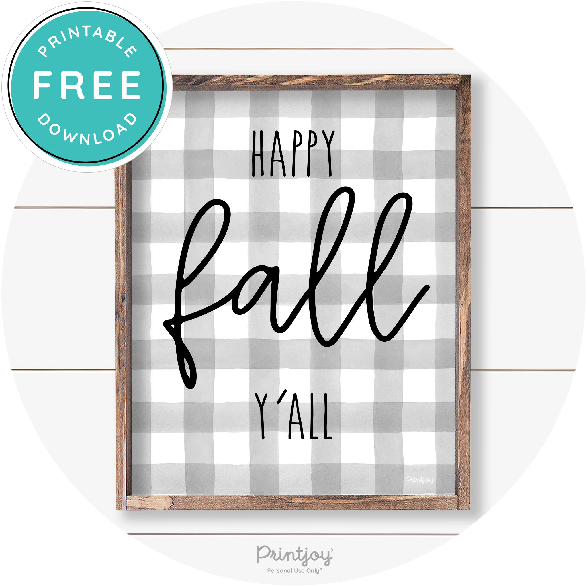 Happy Fall Y'all Cute Farmhouse Autumn Wall Art Decor Free Printable