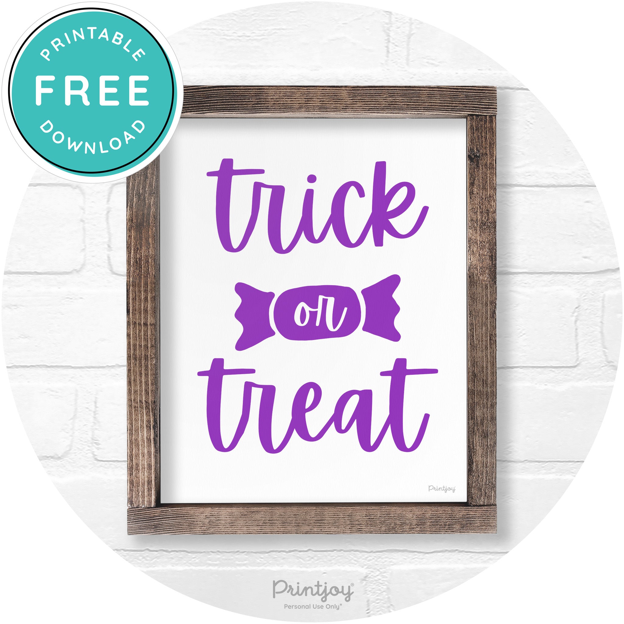 Trick Or Treat Halloween Rustic Farmhouse Wall Art Free Printable