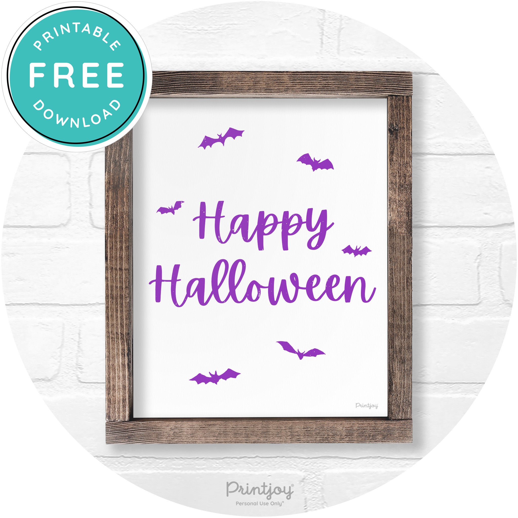 Happy Halloween Bats Rustic Farmhouse Wall Art Free Printable - Printjoy