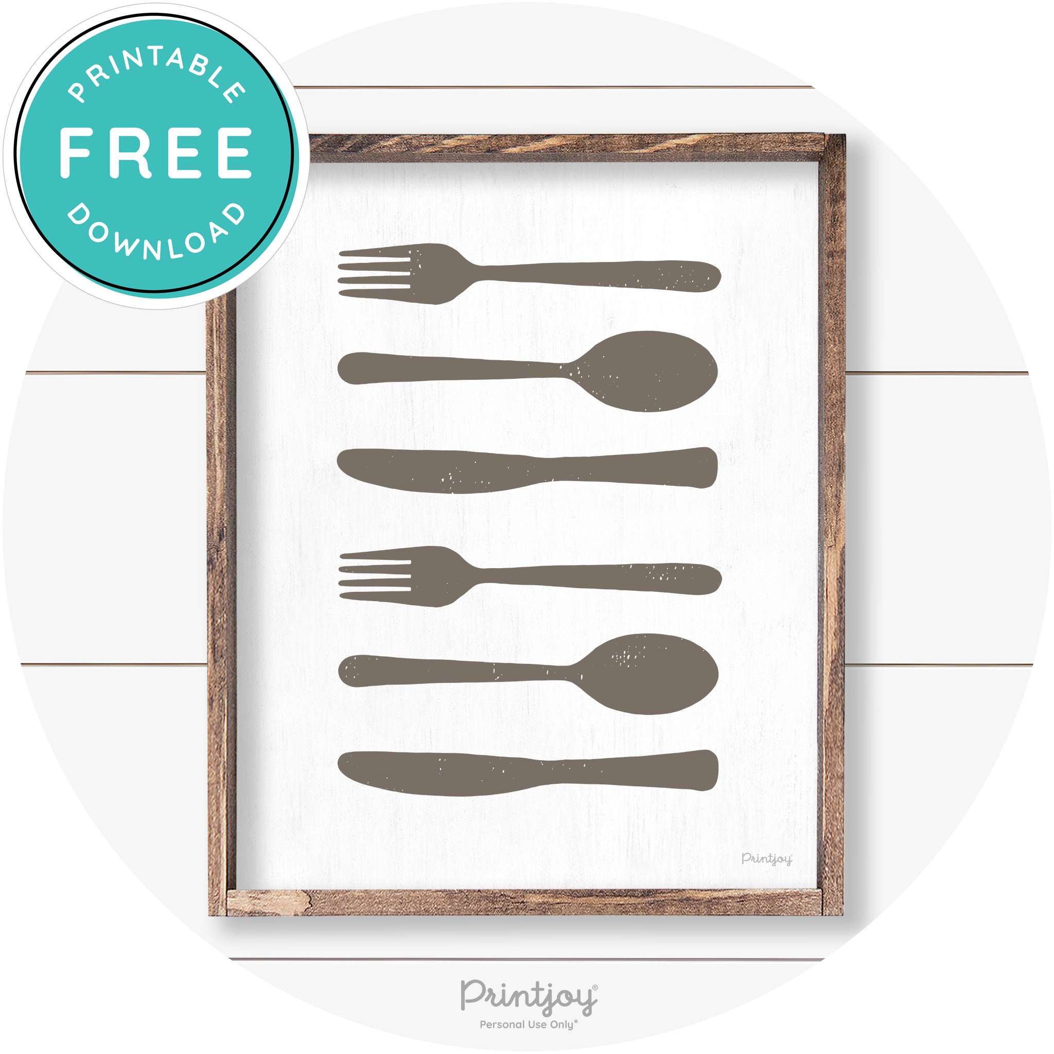 Fork Spoon Knife Pattern Farmhouse Kitchen Wall Art Free Printable