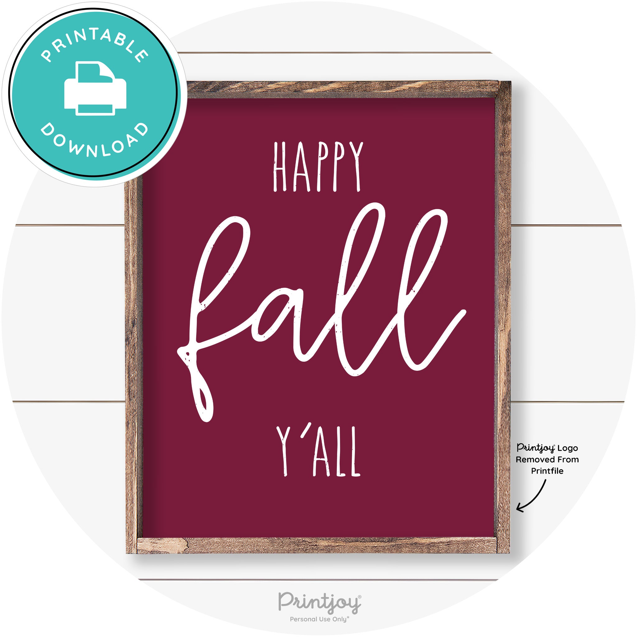 Happy Fall Y'all Cute Farmhouse Autumn Wall Art Decor Free Printable - Printjoy