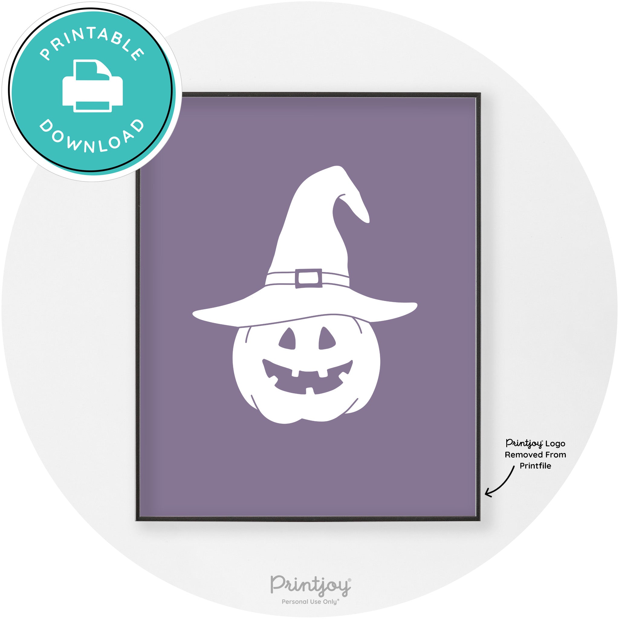 Halloween Cute Witch Jack O Lantern Chic Wall Art Printable