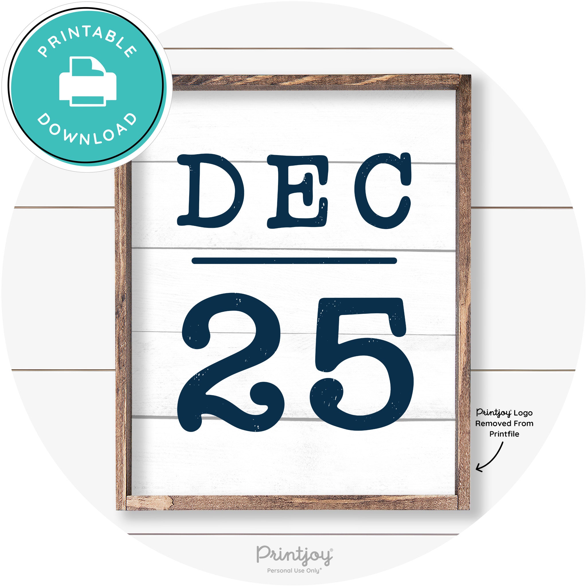 Dec 25 Christmas Rustic Farmhouse Wall Art Decor Free Printable