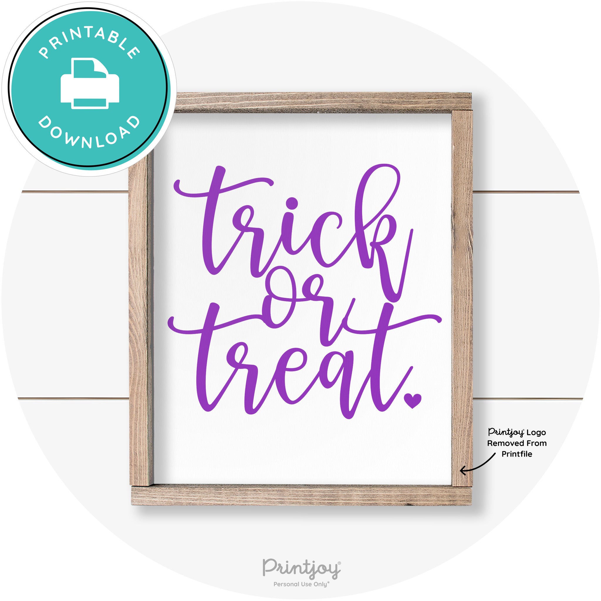 Halloween Cute Trick Or Treat Heart Farmhouse Wall Art Free Printable