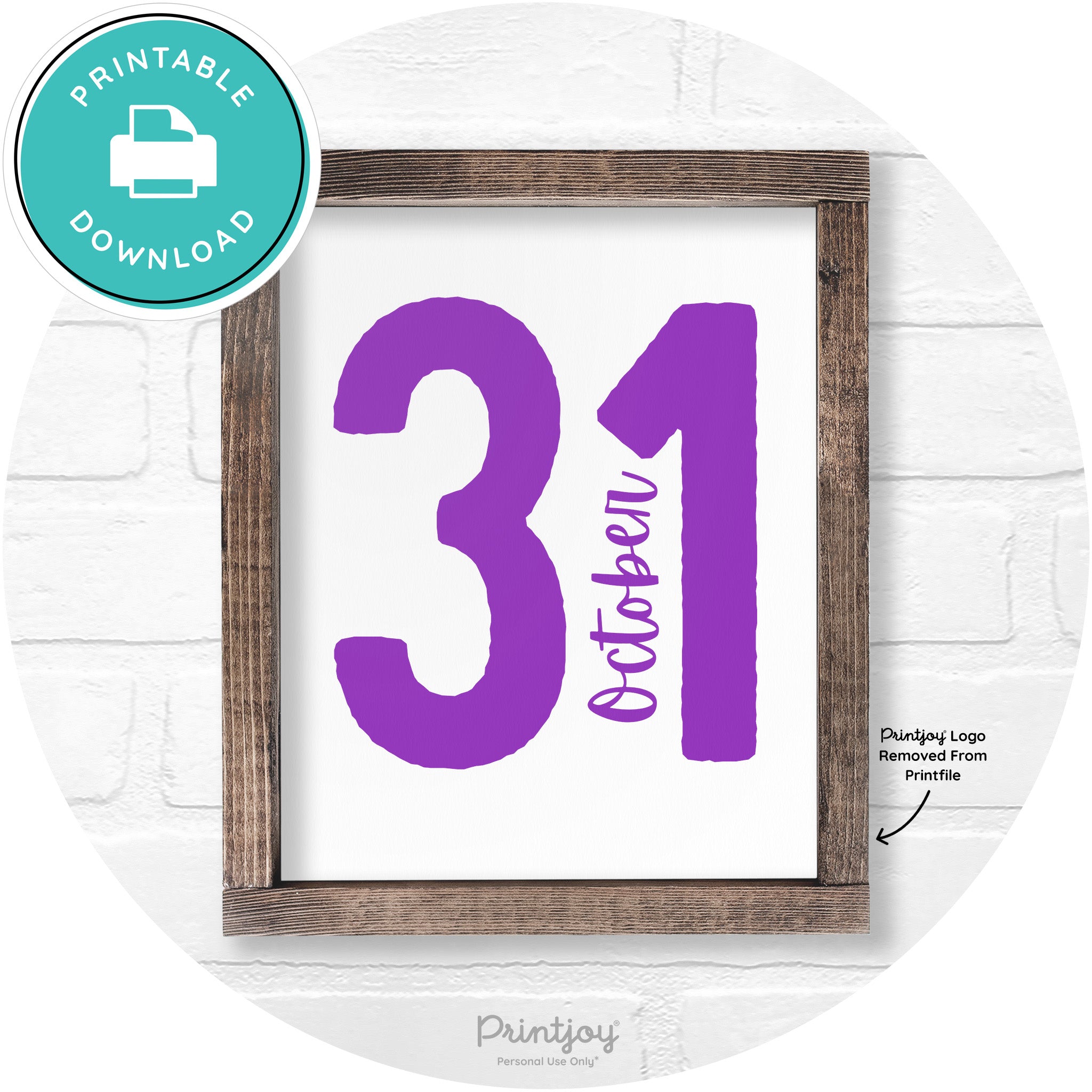 October 31 Halloween Rustic Farmhouse Wall Art Printable