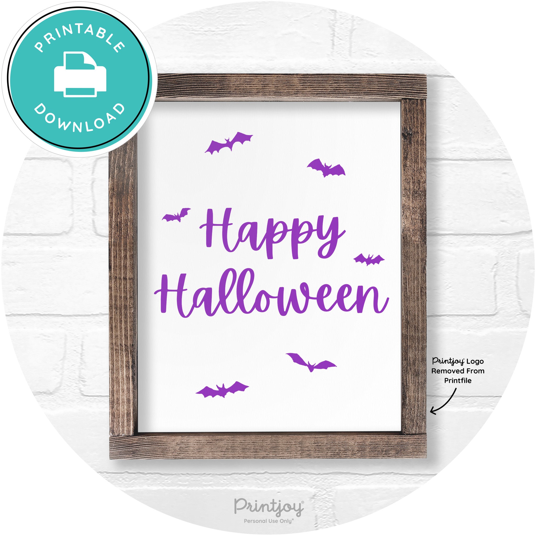 Happy Halloween Bats Rustic Farmhouse Wall Art Printable