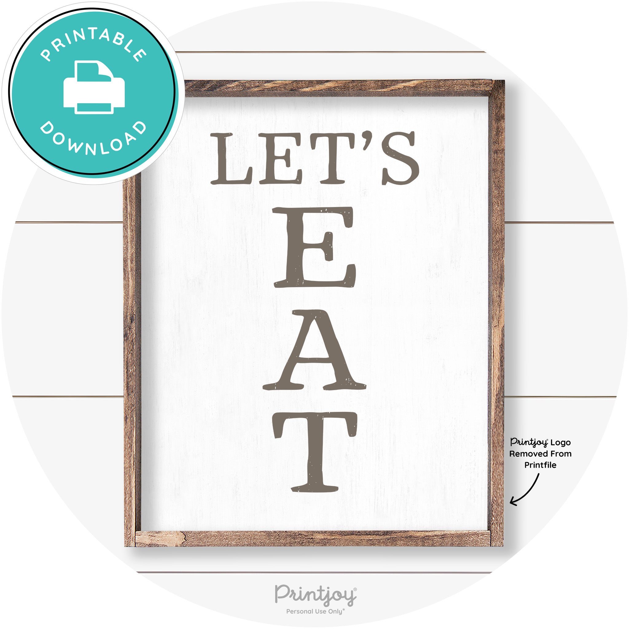 Let's Eat Kitchen Sign Rustic Farmhouse Wall Art Decor Free Printable