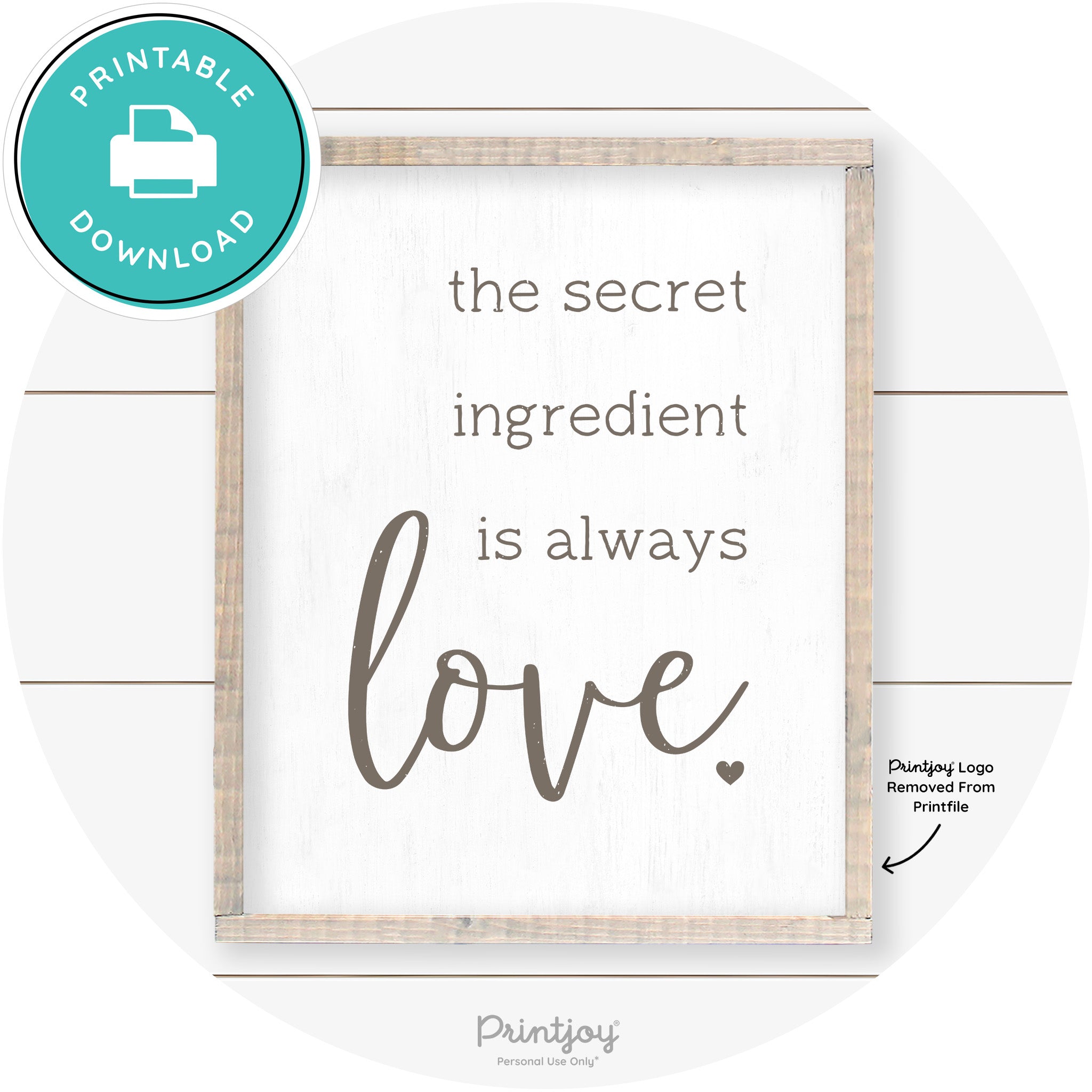 Secret Ingredient Is Love Farmhouse Kitchen Wall Art Free Printable