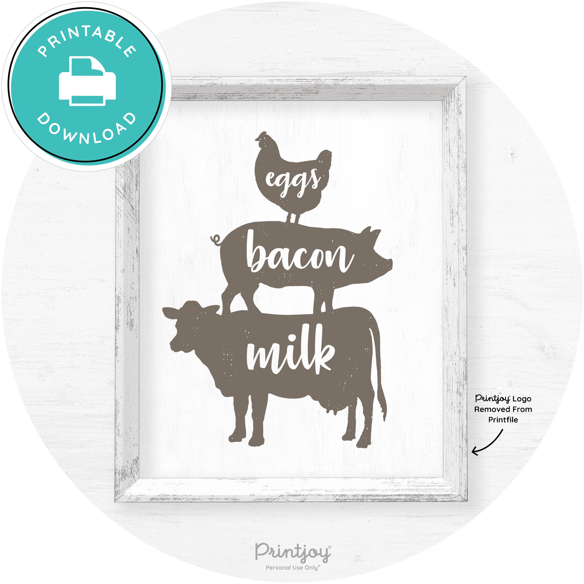 Stacked Farm Animals Eggs Bacon Milk Farmhouse Art Free Printable
