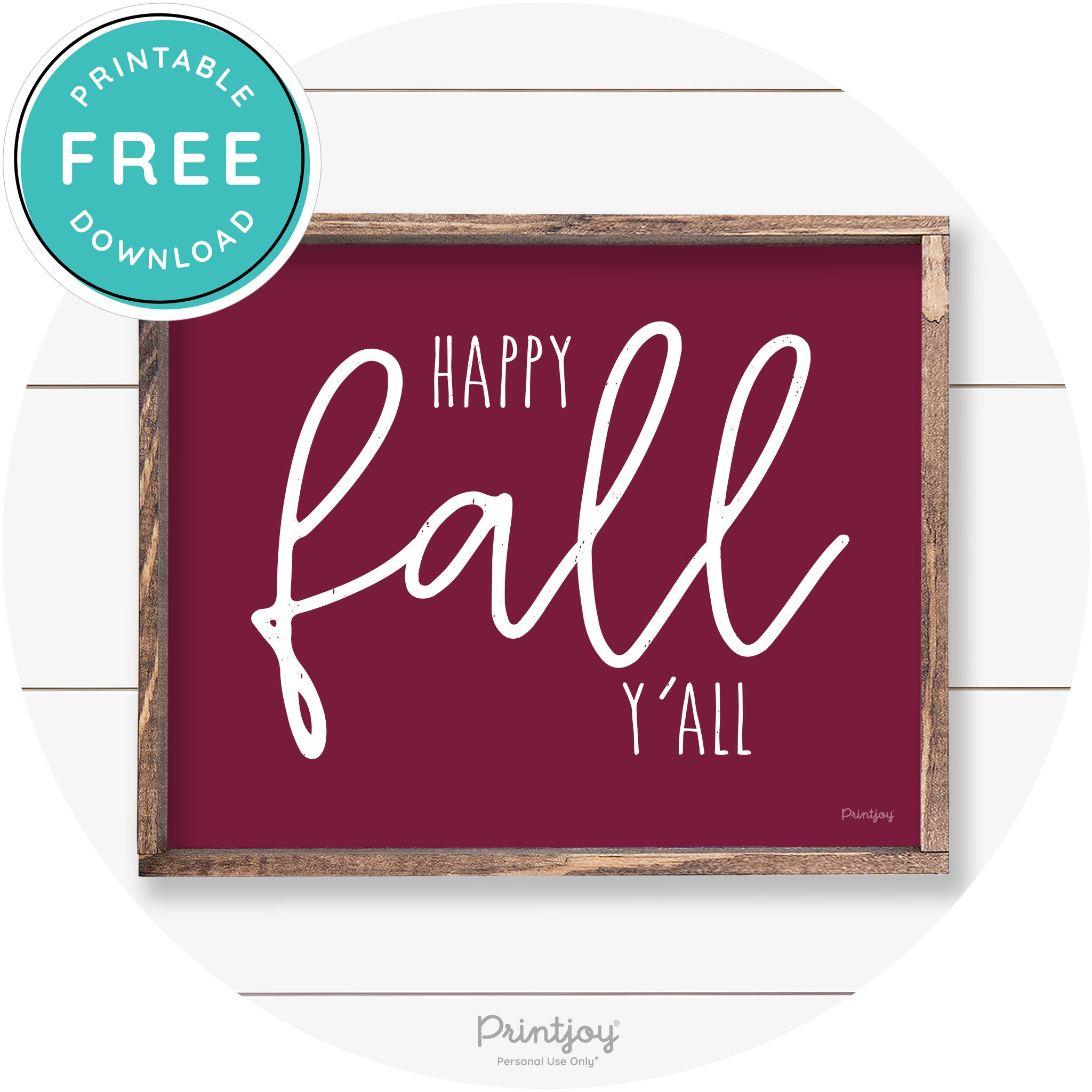 Happy Fall Y'all Cute Farmhouse Autumn Wall Art Decor Free Printable - Printjoy