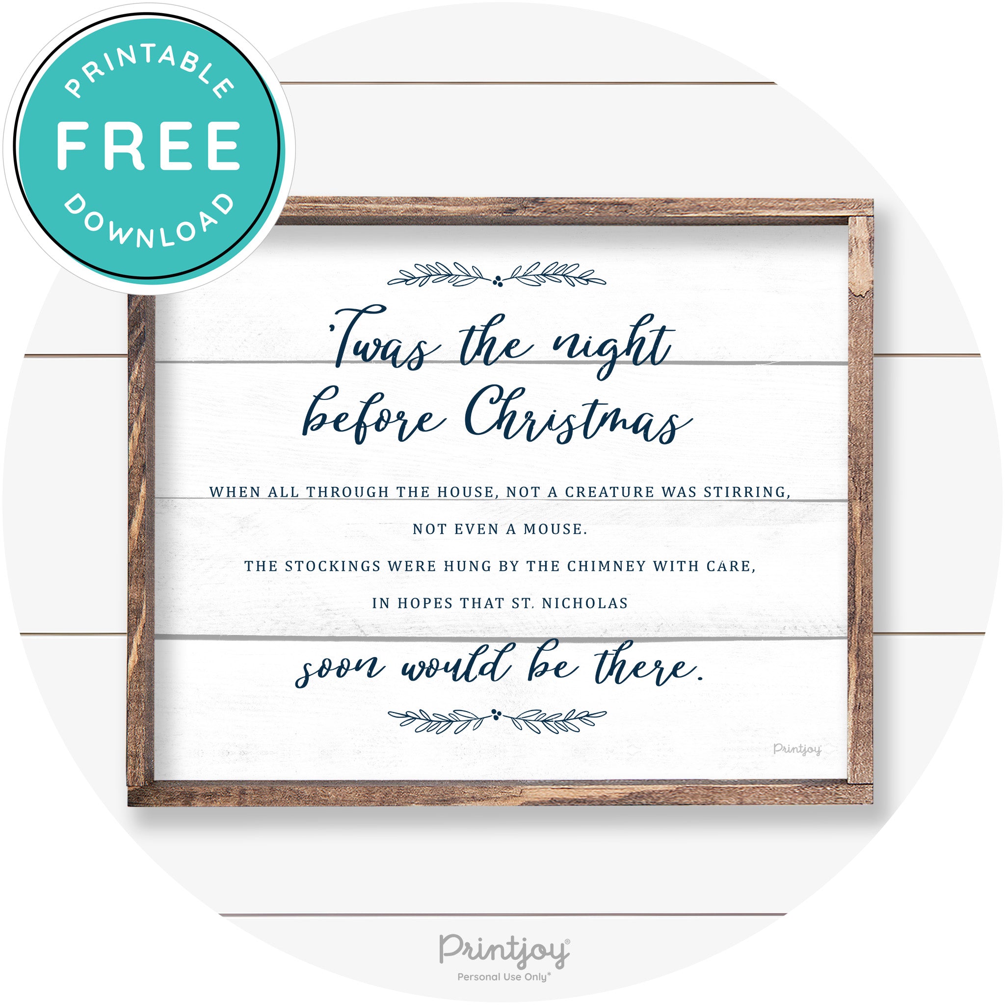 'Twas The Night Before Christmas Farmhouse Wall Art Free Printable