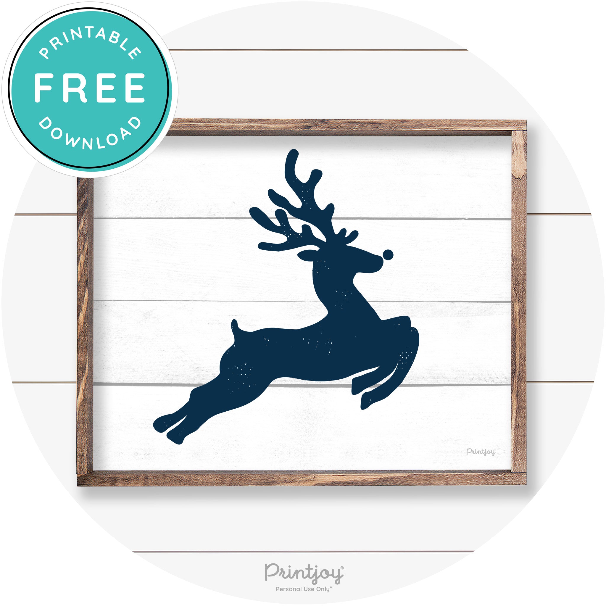 Flying Reindeer Silhouette Christmas Farmhouse Wall Art Free Printable - Printjoy