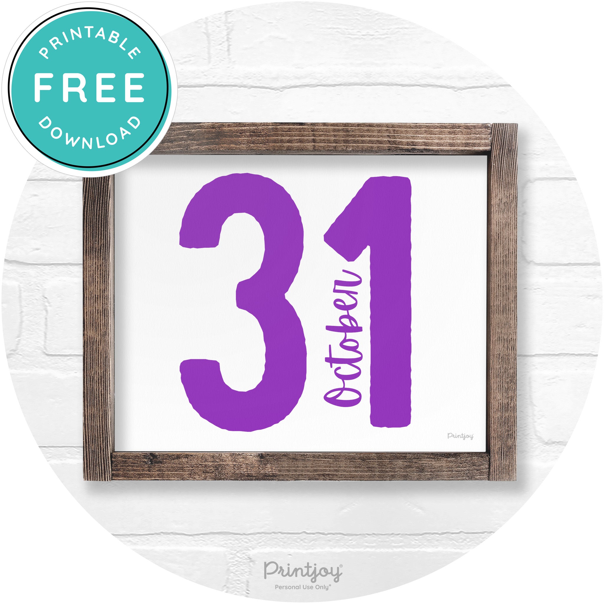 October 31 Halloween Rustic Farmhouse Wall Art Printable