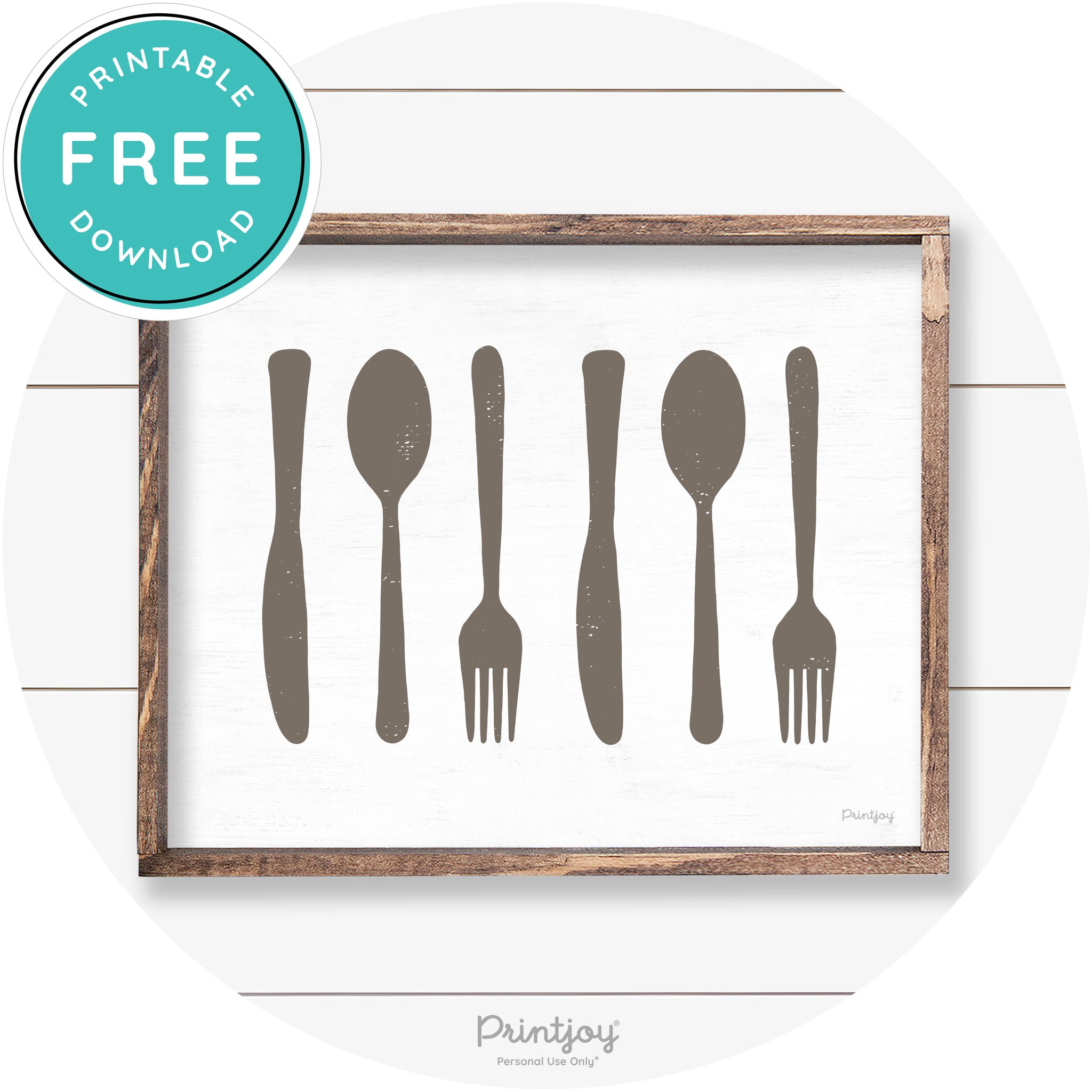 Fork Spoon Knife Pattern Farmhouse Kitchen Wall Art Free Printable