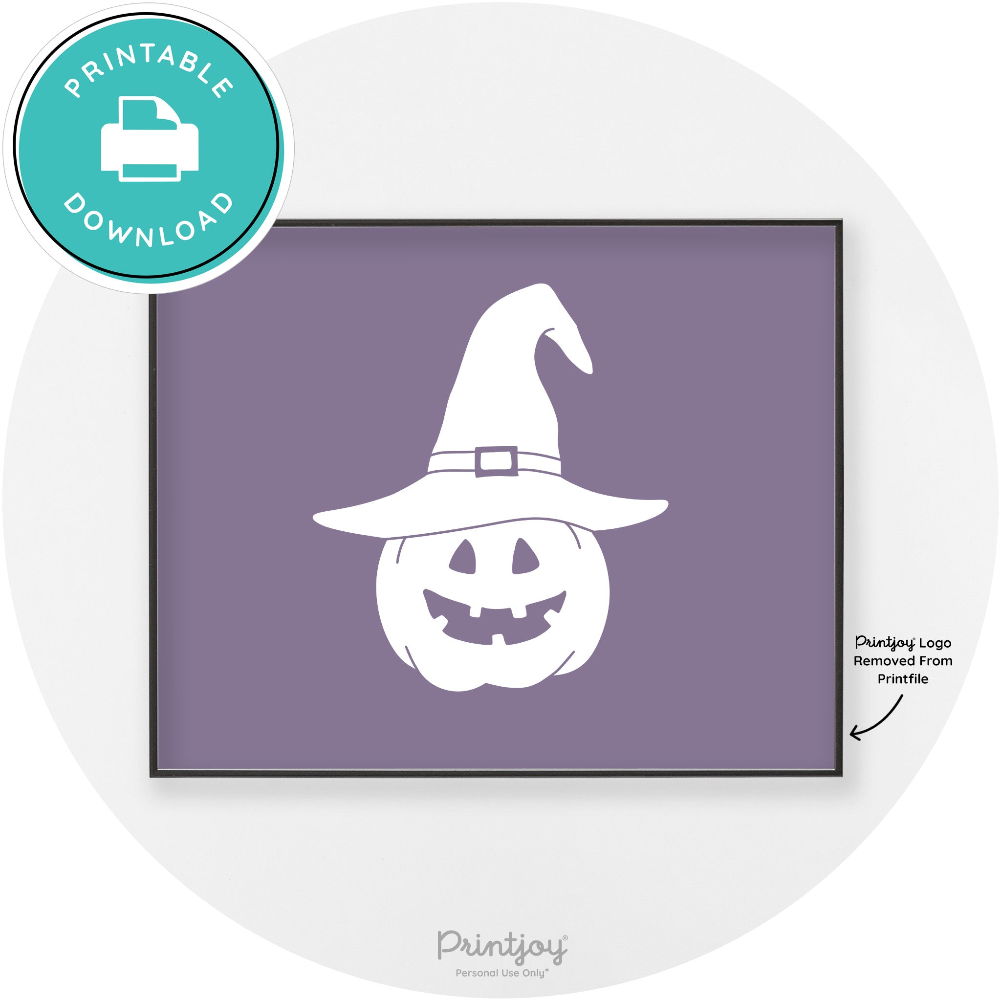 Halloween Cute Witch Jack O Lantern Chic Wall Art Printable