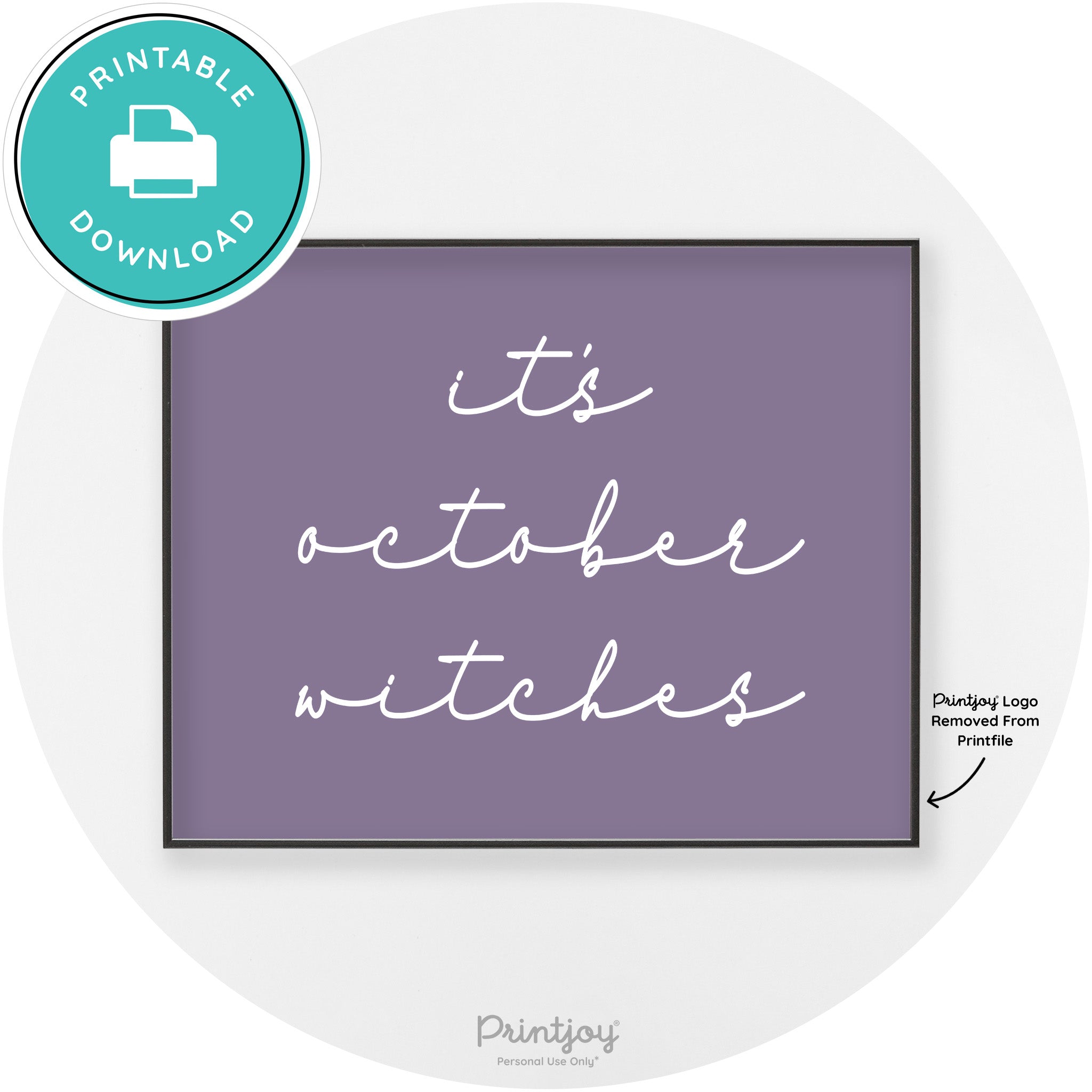 It's October Witches Halloween Modern Chic Wall Art Free Printable