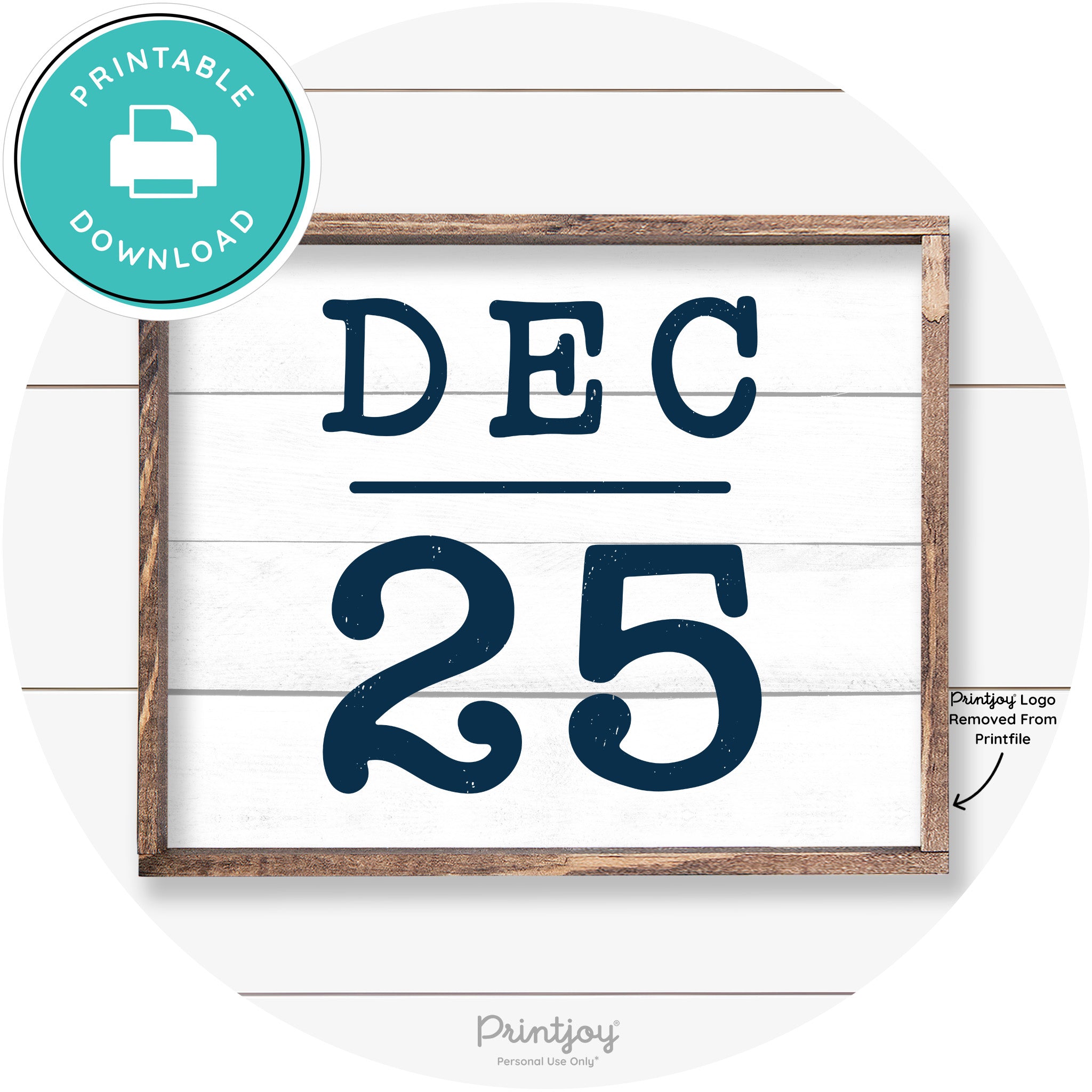 Dec 25 Christmas Rustic Farmhouse Wall Art Decor Free Printable