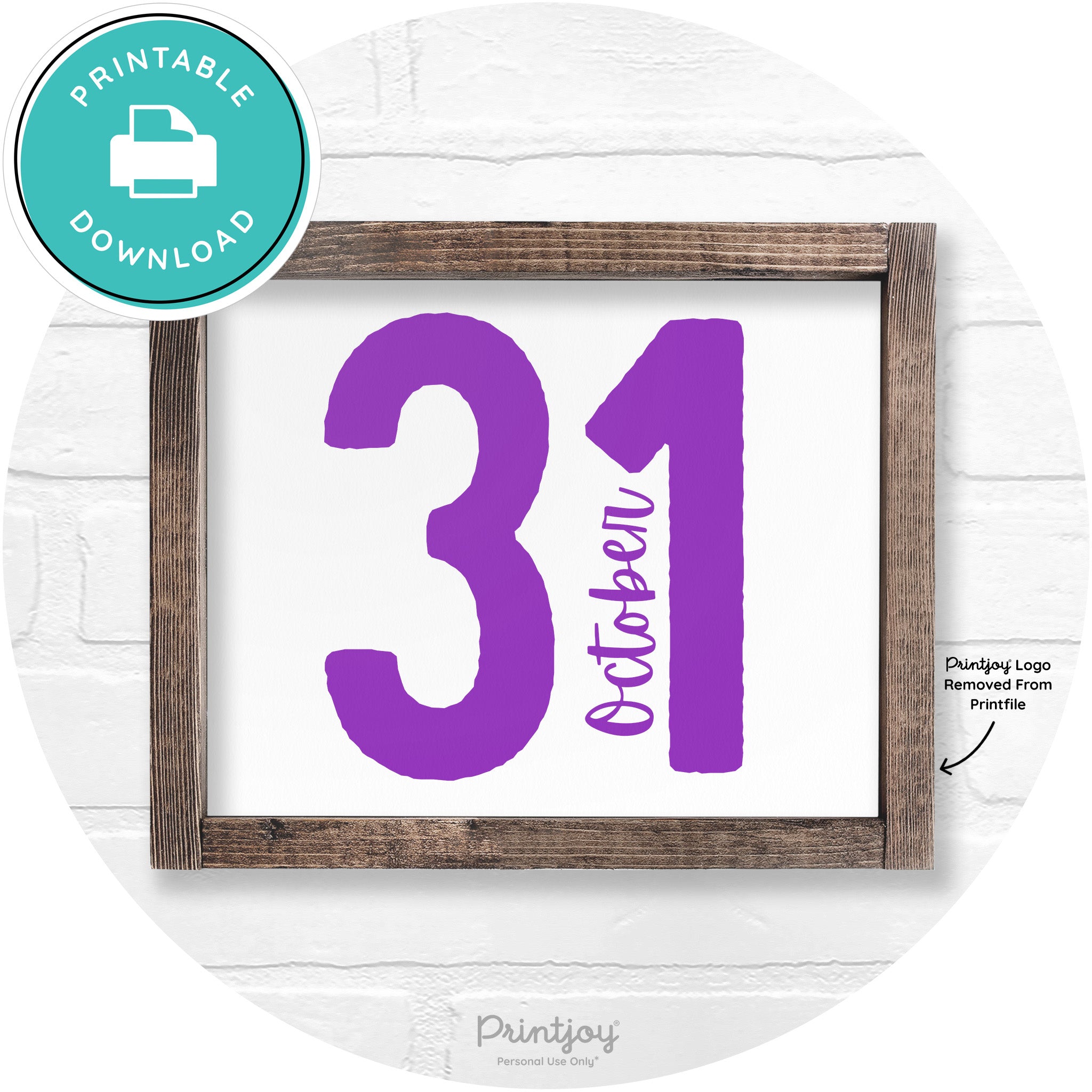 October 31 Halloween Rustic Farmhouse Wall Art Printable
