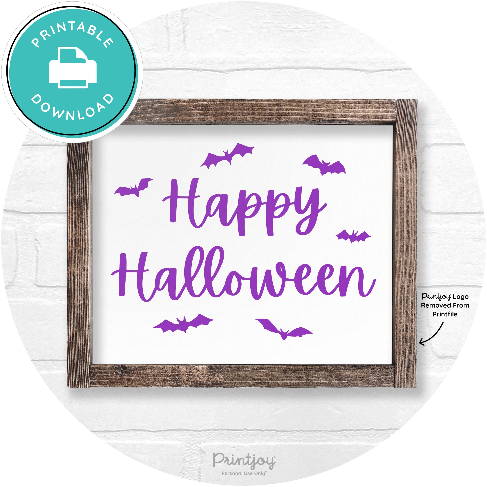 Happy Halloween Bats Rustic Farmhouse Wall Art Printable