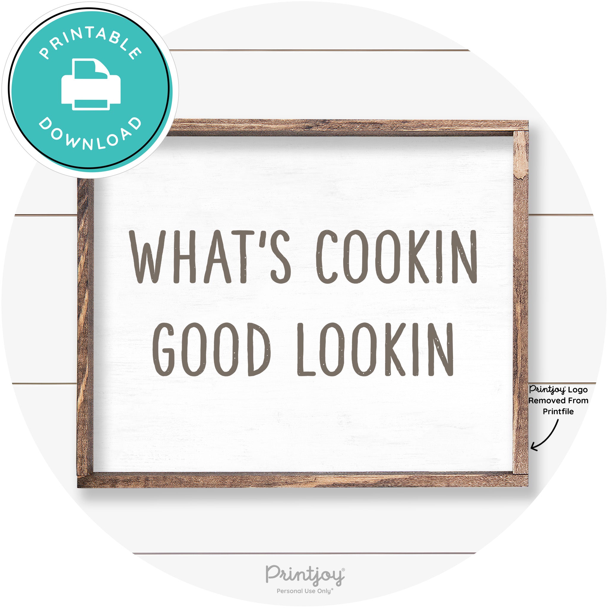 What's Cookin Good Lookin Farmhouse Kitchen Wall Art Free Printable